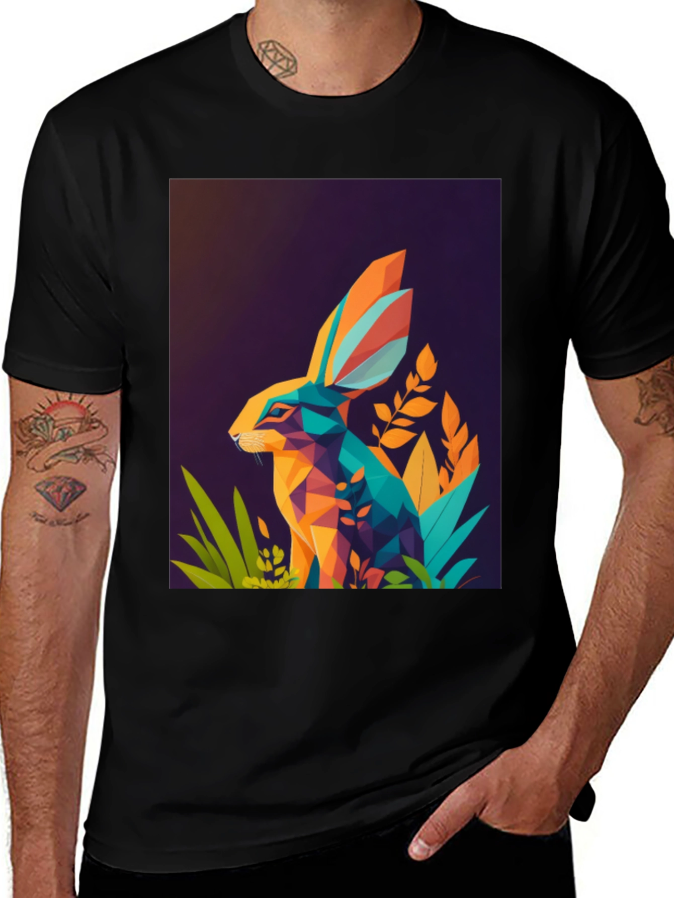 Variant 18 of Geometric Rabbit Graphic T-Shirt