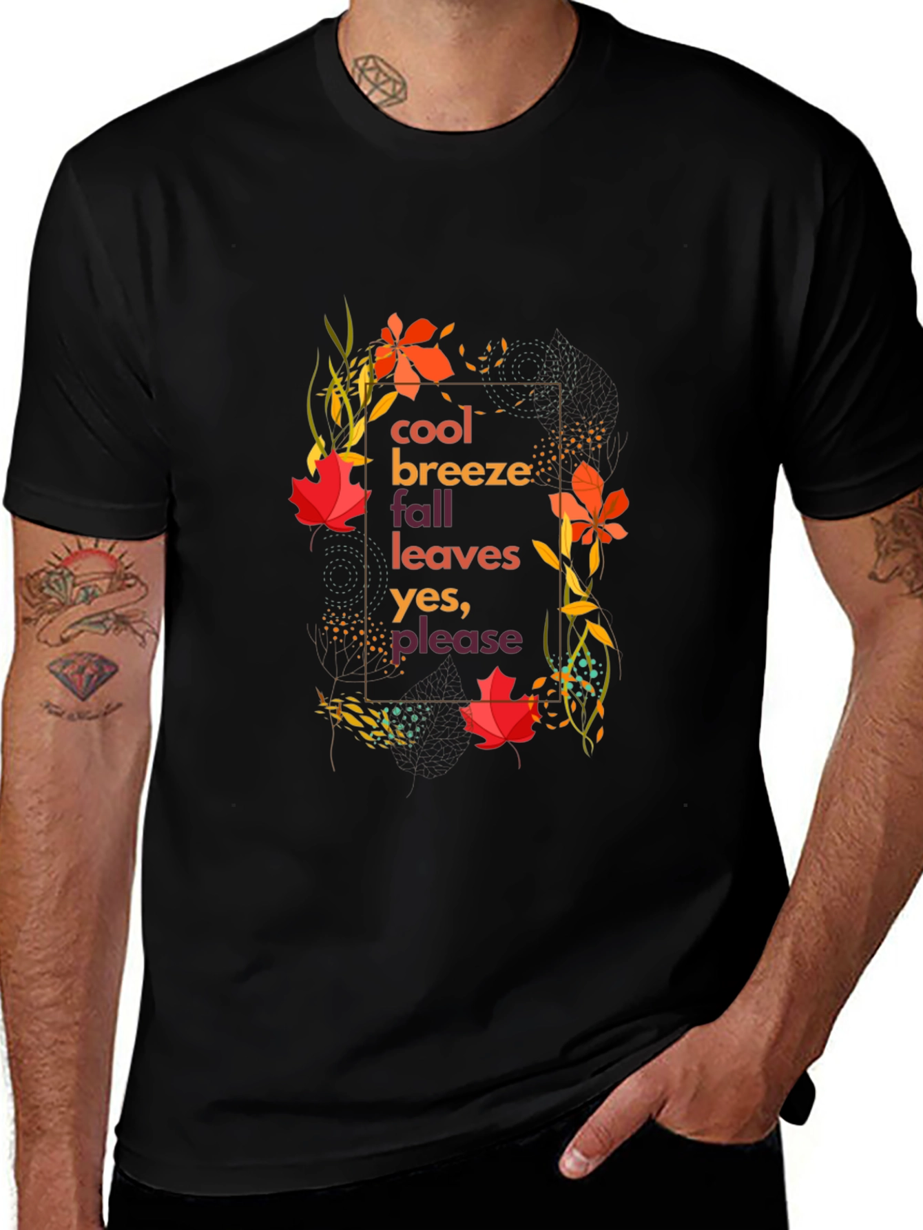 Cool Breeze Fall Leaves Graphic Tee