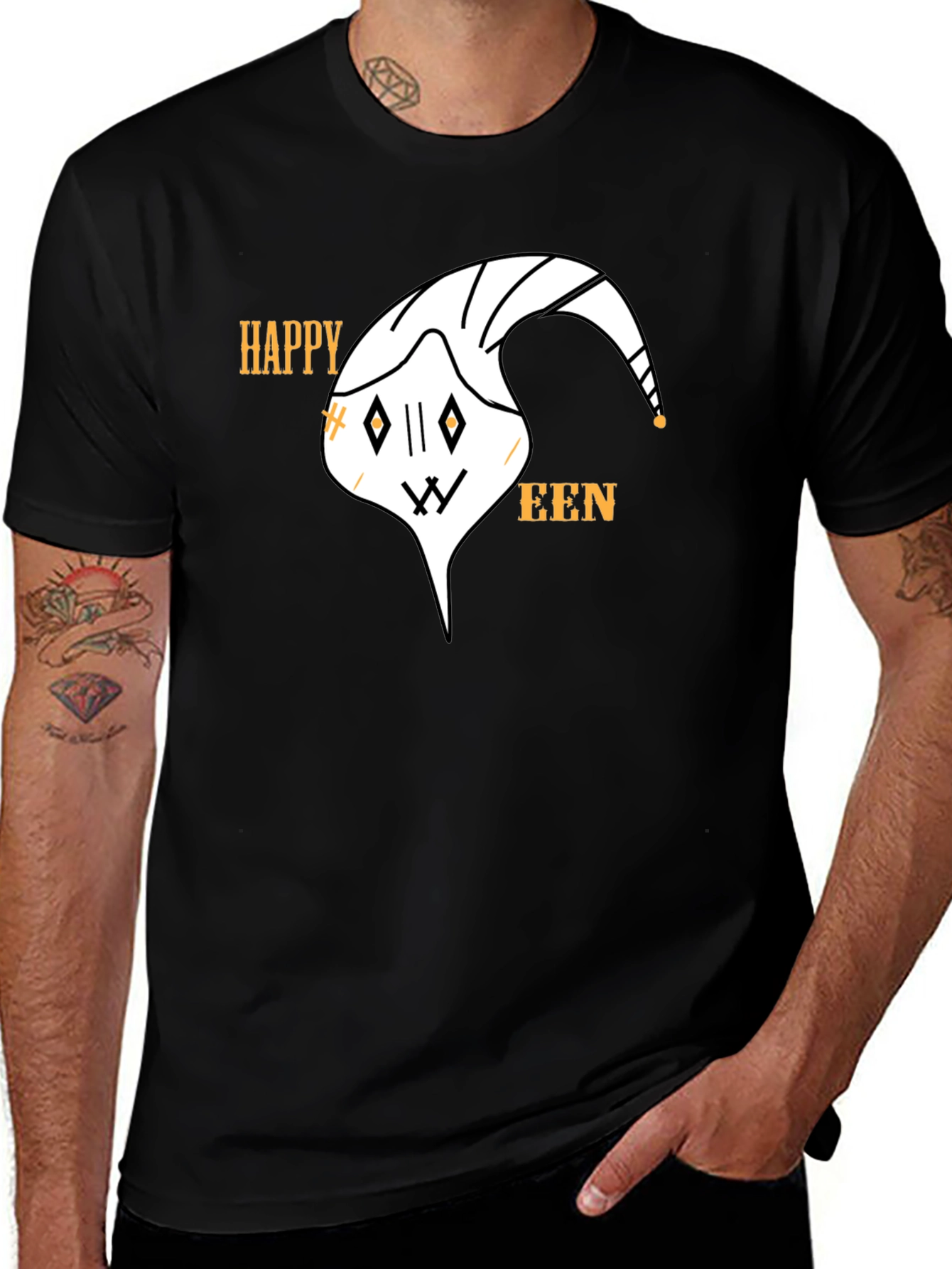 Variant 4 of Happy Halloween Ghost T-Shirt - Spooky Season Tee