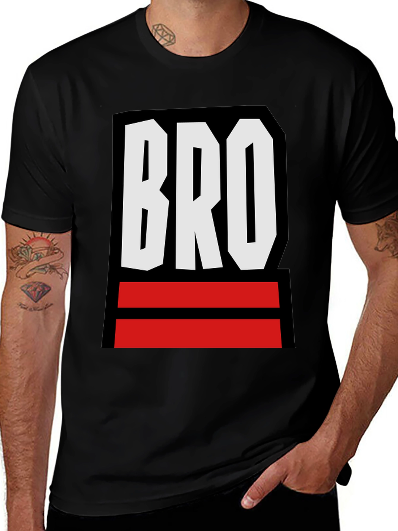 Variant 8 of Men's Black "BRO" Graphic T-Shirt