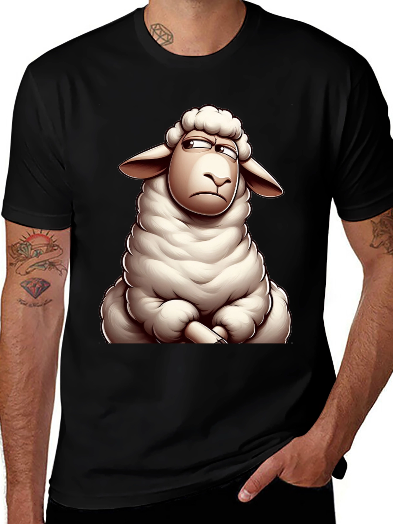 Variant 16 of Grumpy Sheep Graphic T-Shirt - Men's Black Tee