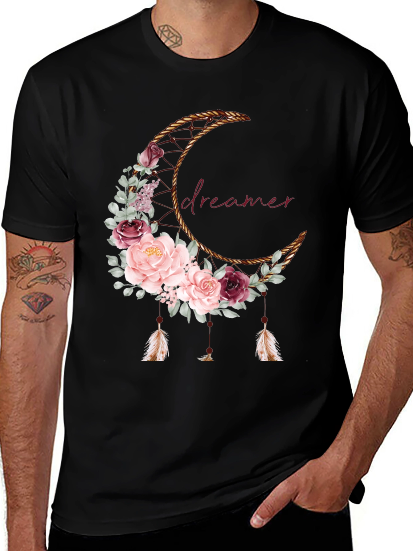 Variant 17 of Dreamer Floral Crescent Moon Graphic Tee