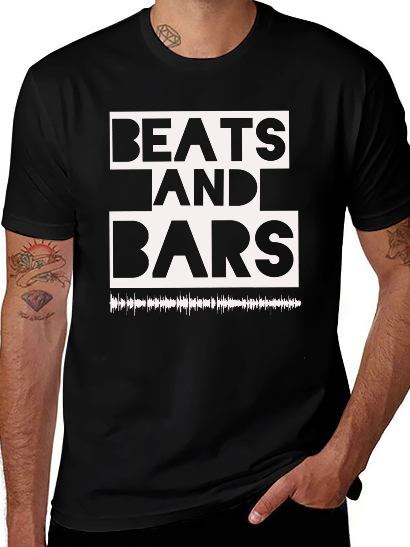 Variant 25 of Beats and Bars Graphic Tee - Black Cotton T-Shirt