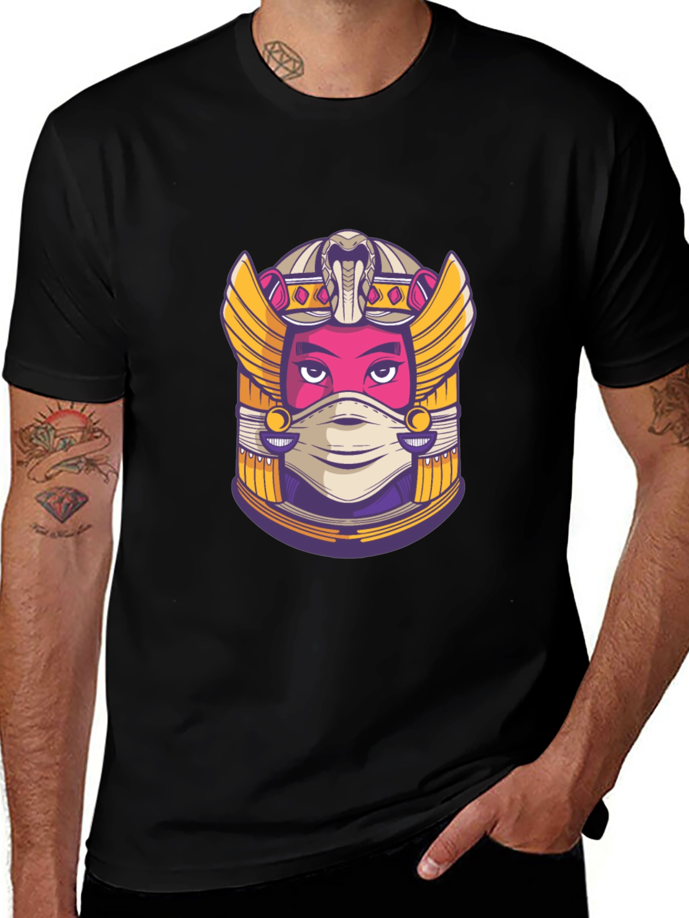 Variant 14 of Egyptian Pharaoh Graphic T-Shirt - Black Cotton Tee