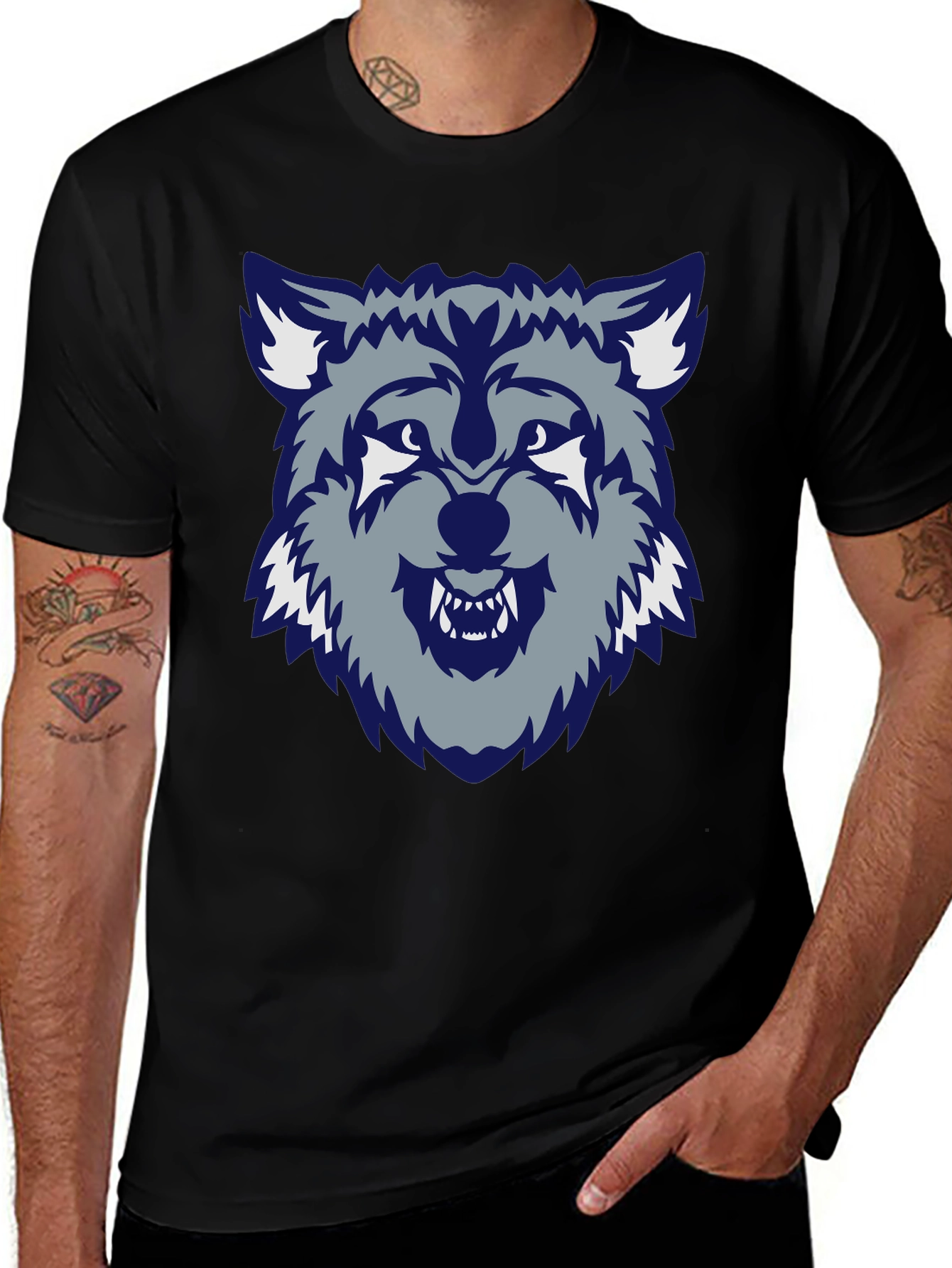 Variant 6 of Men's Black Wolf Graphic Tee