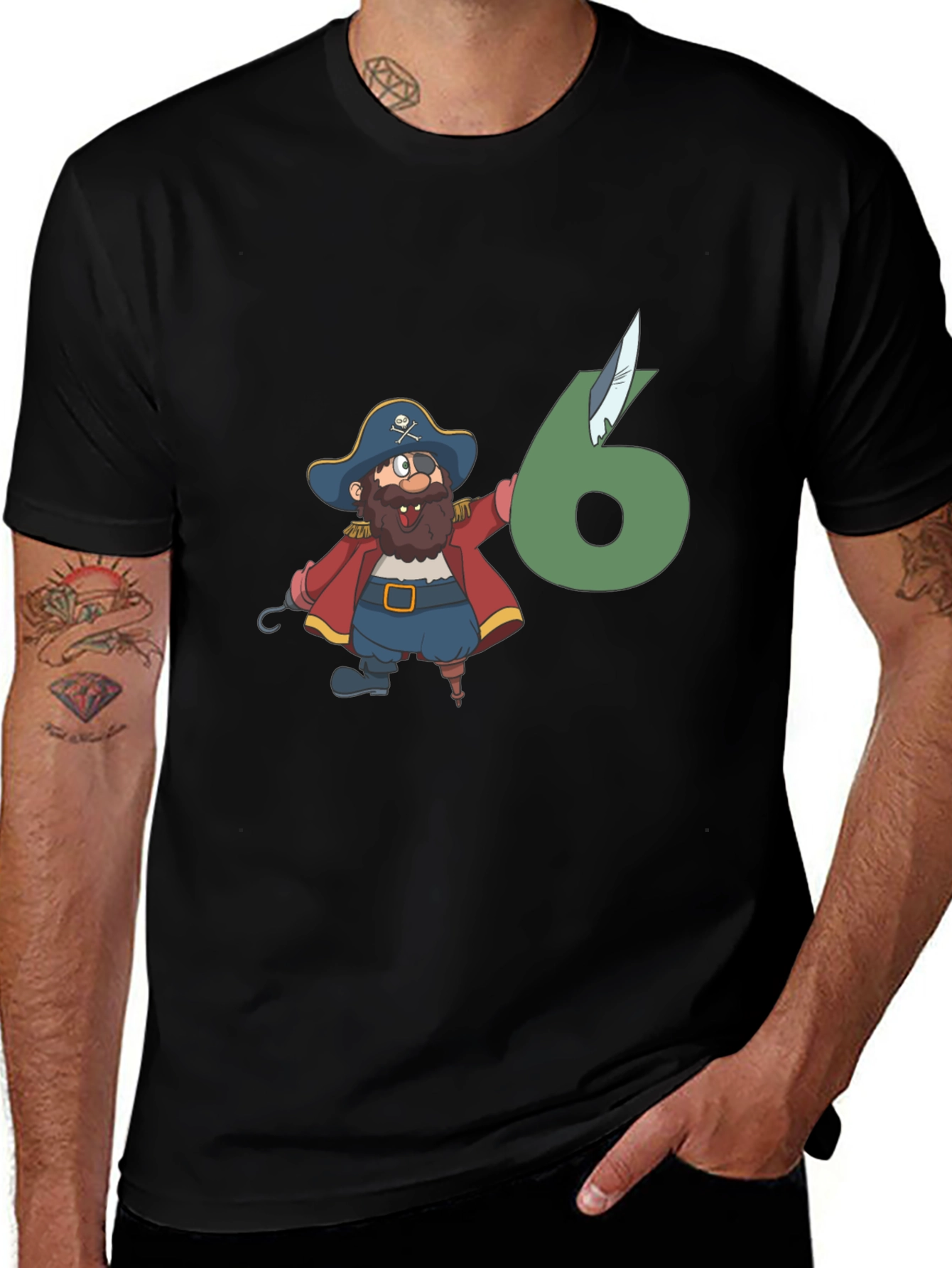 Variant 14 of Pirate 6th Birthday Black T-Shirt