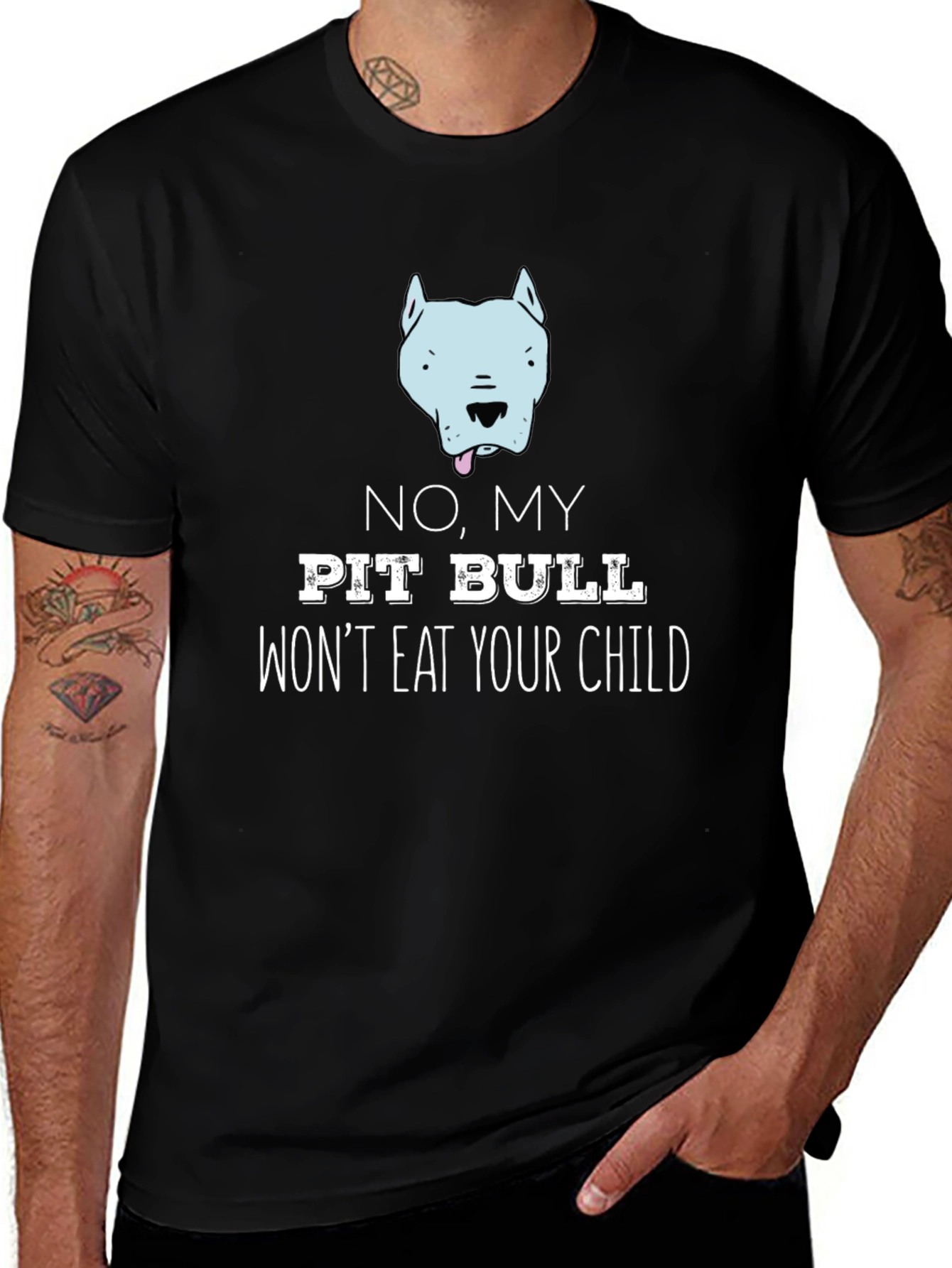 Variant 20 of Funny Pit Bull T-Shirt - My Pit Bull Won't Eat Your Child