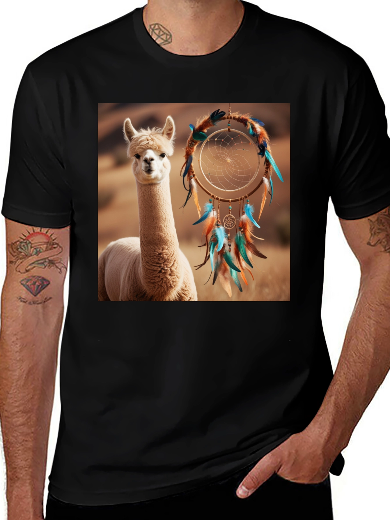 Variant 14 of Alpaca Dreamcatcher Graphic Tee - Stylish Comfort