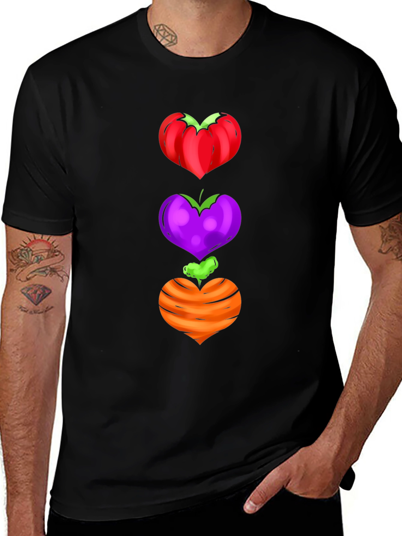 Variant 19 of Veggie Heart Stack Tee - Unique Graphic Shirt