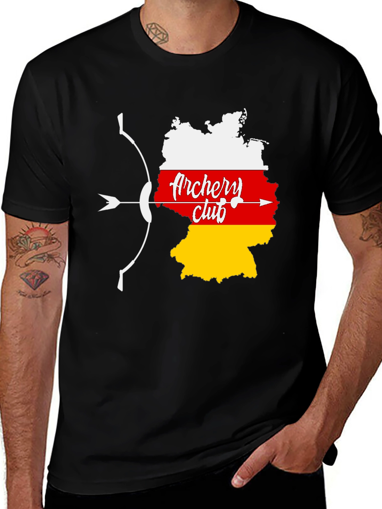 Variant 27 of Archery Club T-Shirt - German Flag Bow Design