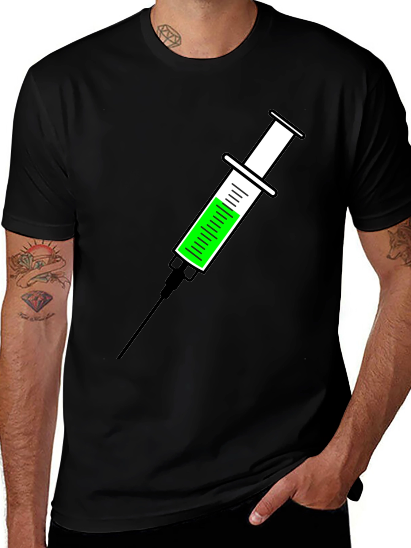 Variant 28 of Syringe Graphic Tee - Quirky Vaccine T-Shirt
