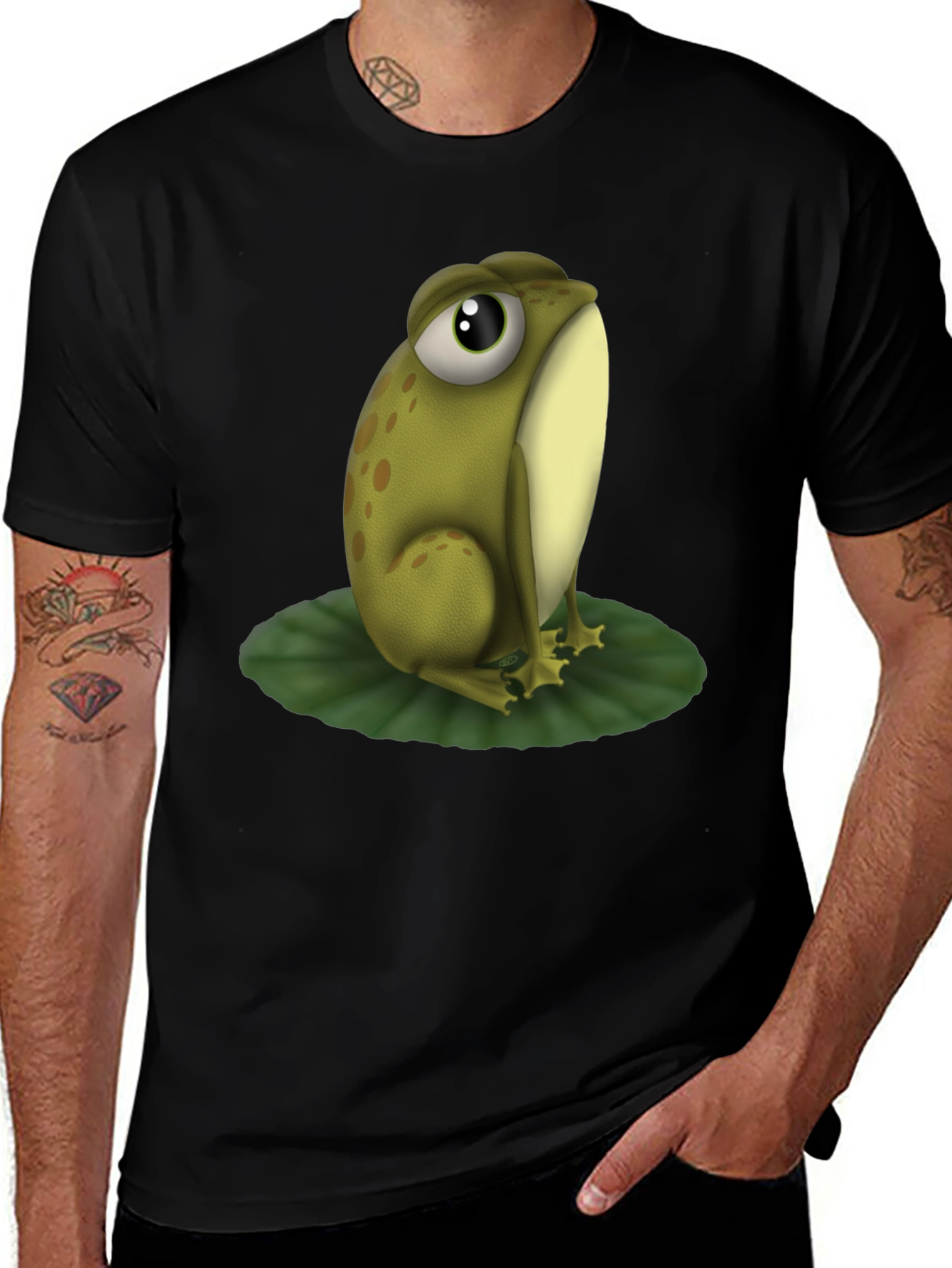 Variant 11 of Funny Frog Graphic Tee - Black Cotton T-Shirt