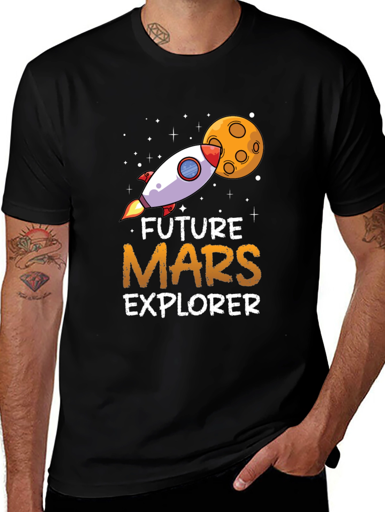 Variant 5 of Future Mars Explorer T-Shirt - Space Rocket Graphic Tee