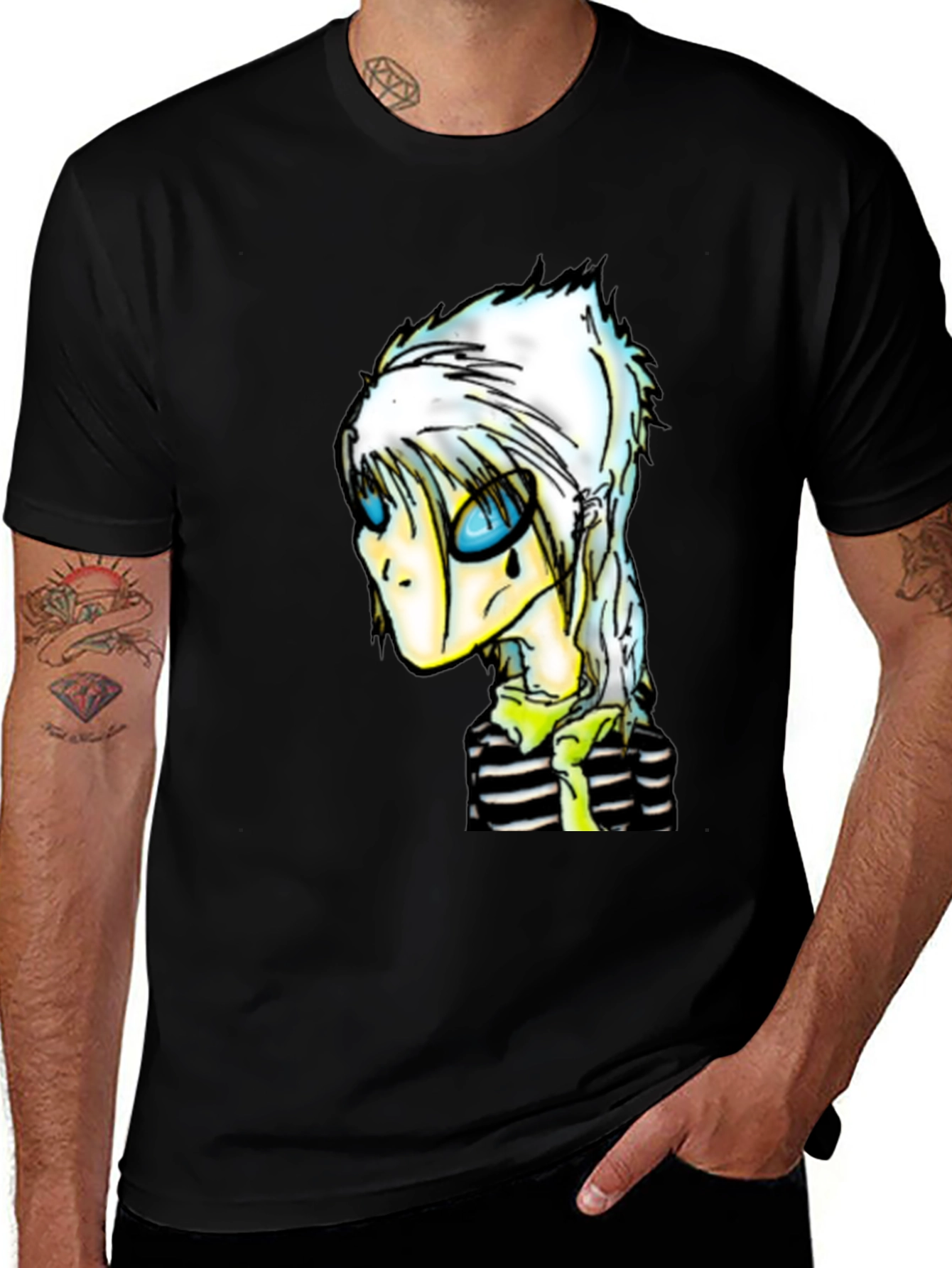 Variant 23 of Unique Cartoon Character Black T-Shirt