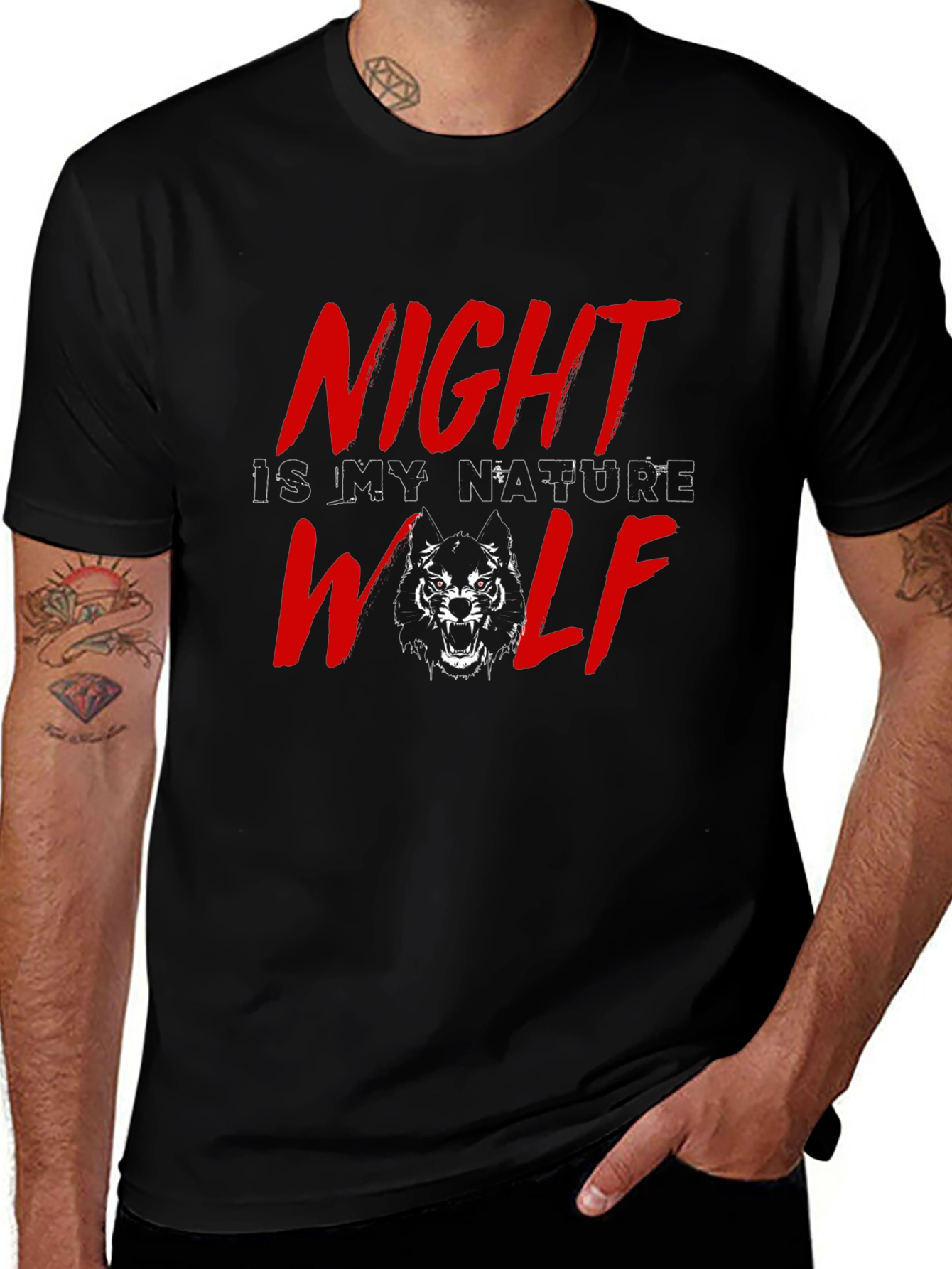 Variant 6 of Night Wolf Graphic Tee - Black