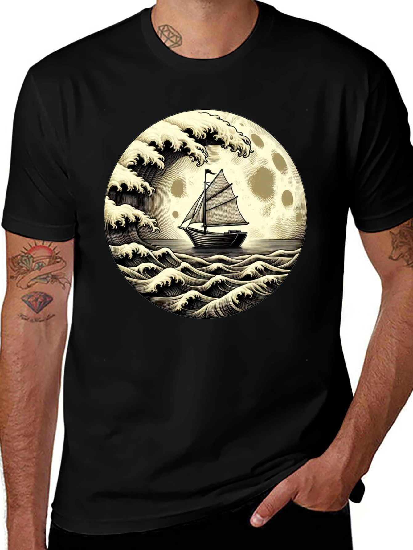 Variant 18 of Nautical Moon Boat T-Shirt