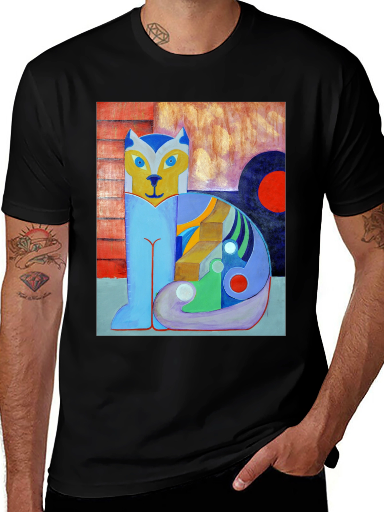 Abstract Cat Art T-Shirt