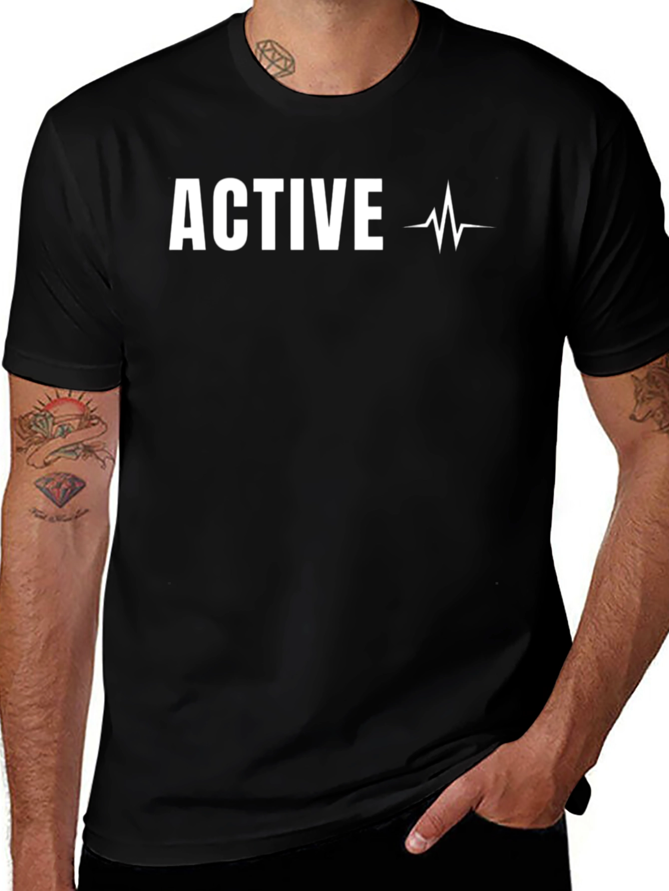 Variant 4 of Active Heartbeat T-Shirt - Black Graphic Tee