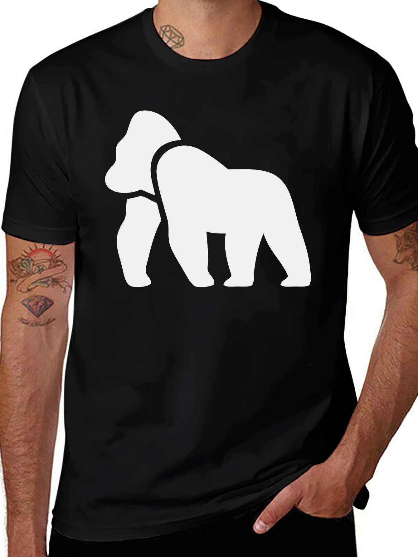 Variant 16 of Gorilla Graphic Tee - Black Cotton