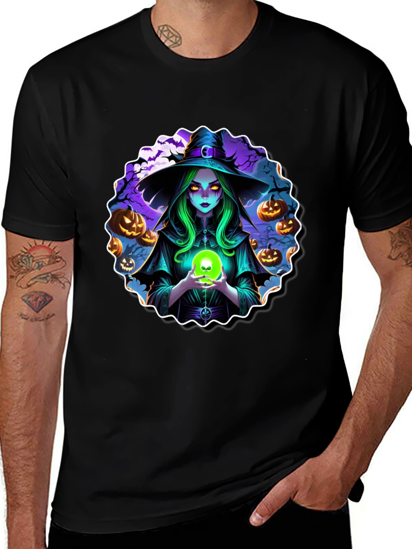 Variant 21 of Witch Halloween Graphic Tee - Men's Black T-Shirt