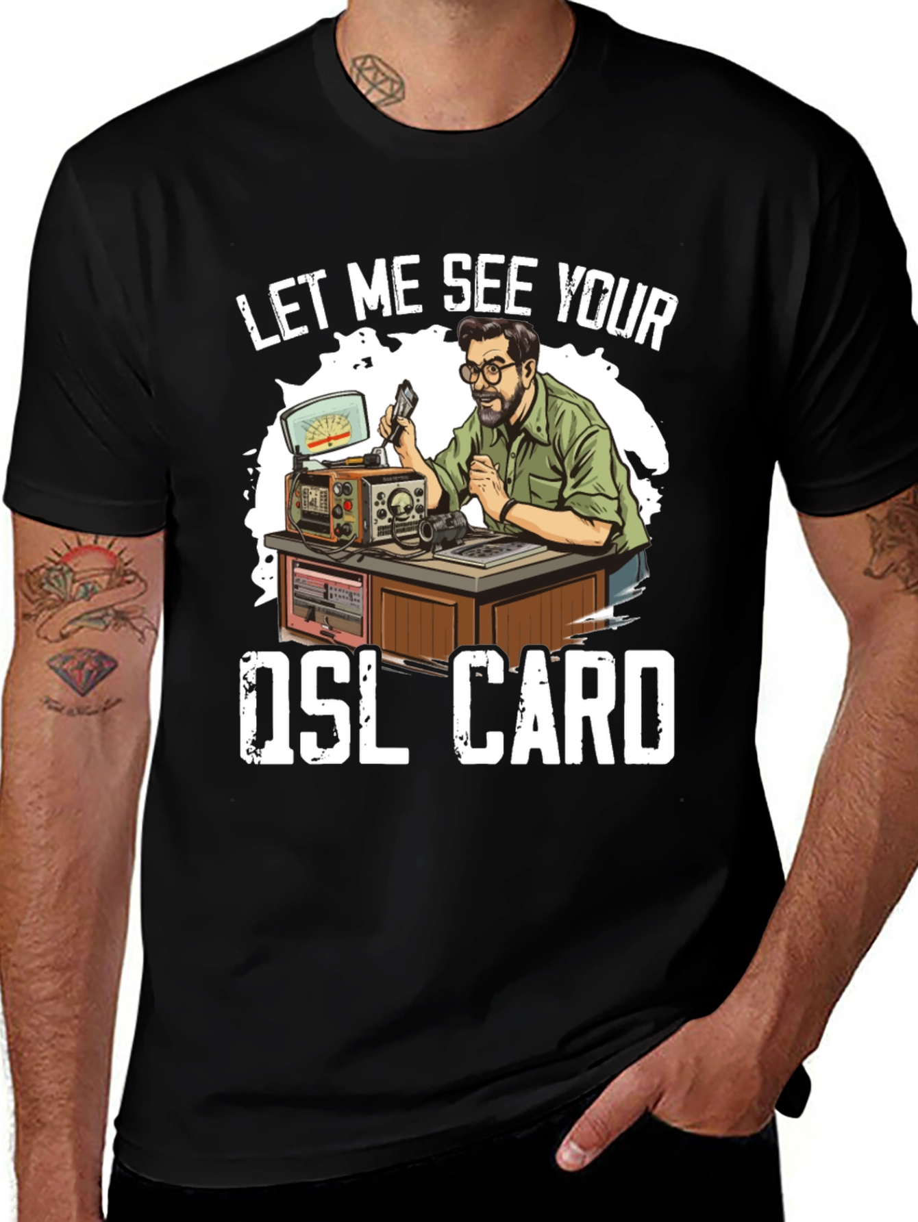 Variant 23 of Let Me See Your QSL Card Ham Radio T-Shirt