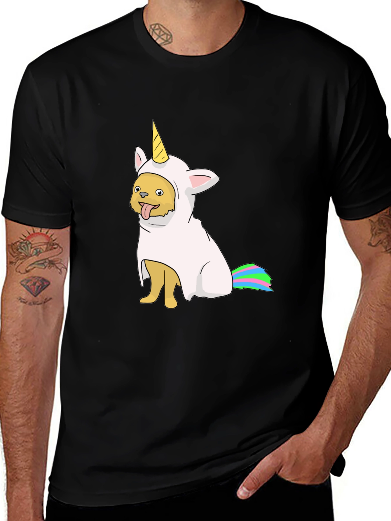 Variant 27 of Unicorn Dog Costume Graphic T-Shirt - Black