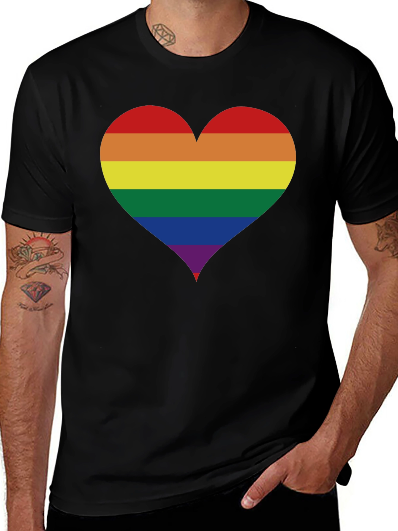 Variant 30 of Rainbow Heart Pride T-Shirt - Soft Cotton Blend