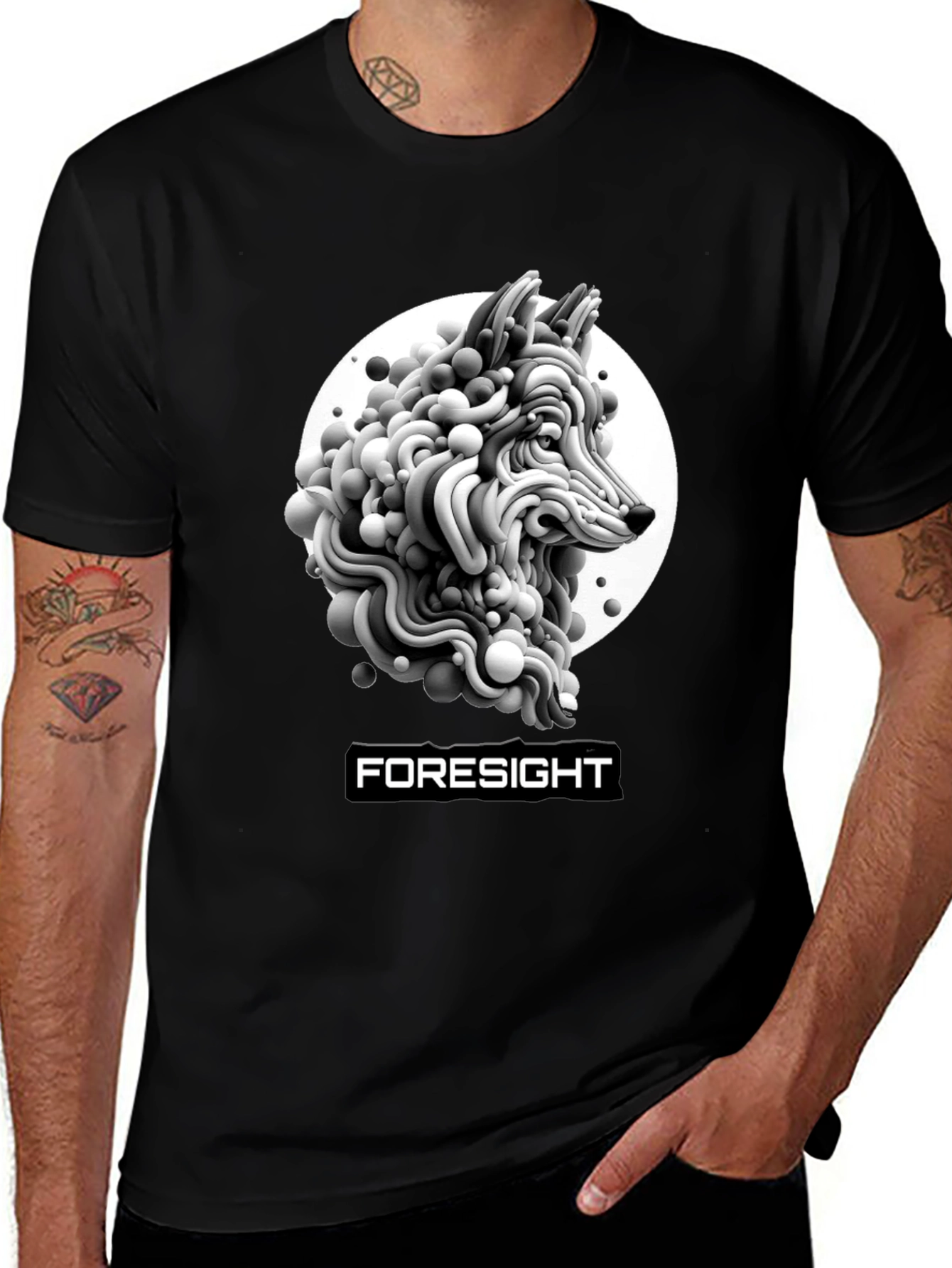 Variant 27 of Foresight Wolf Art Black T-Shirt