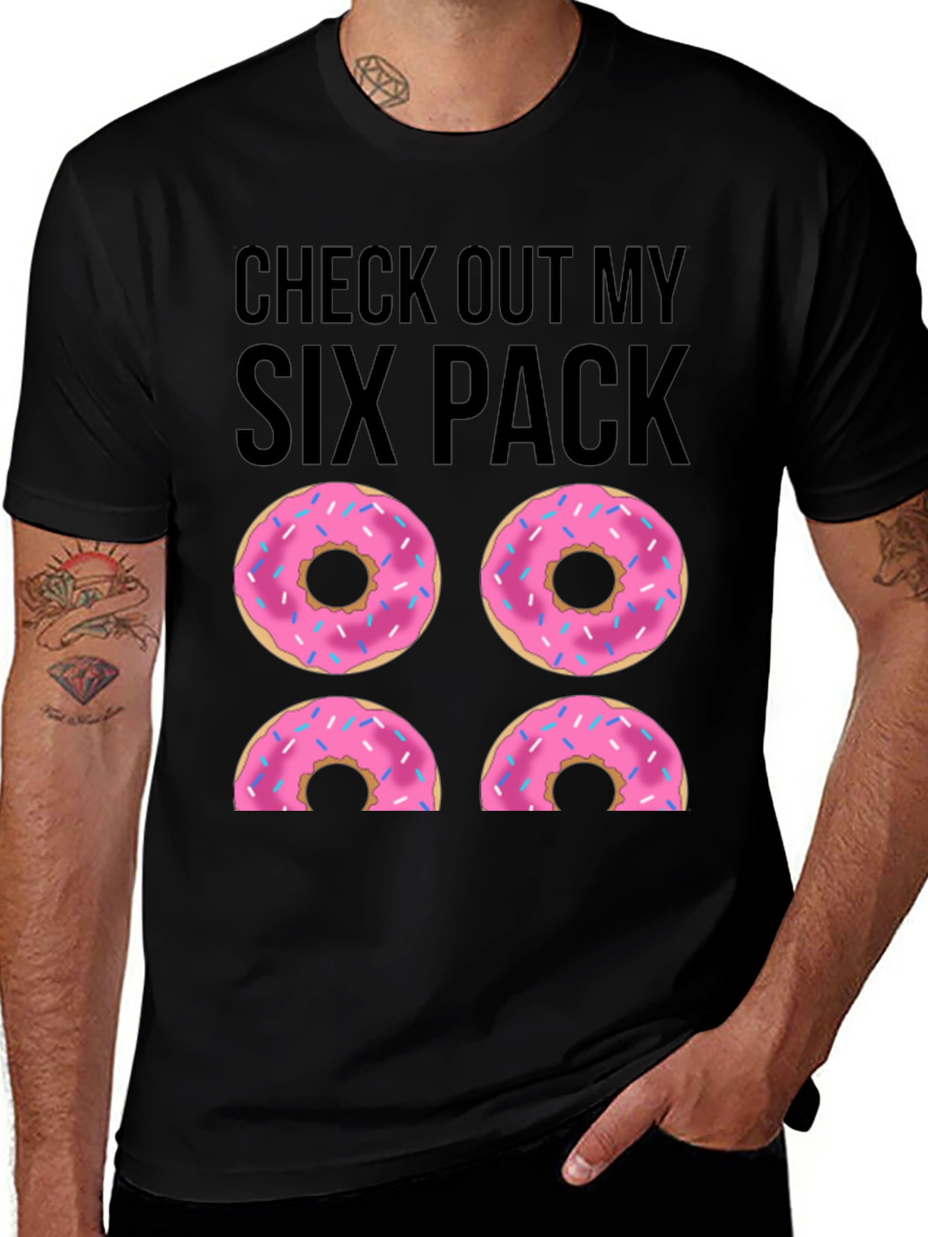 Variant 17 of Funny Six Pack Donut T-Shirt - Check Out My Six Pack Tee