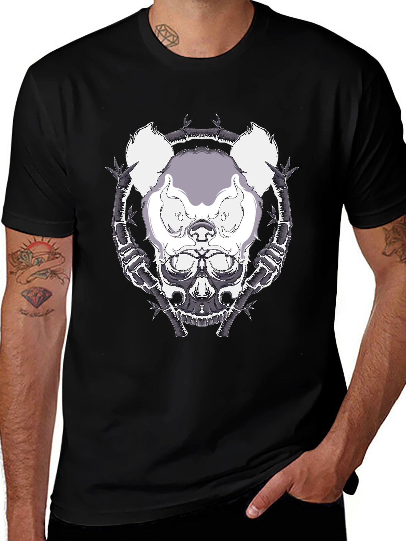 Variant 15 of Panda Skull Graphic T-Shirt - Dark & Edgy Design