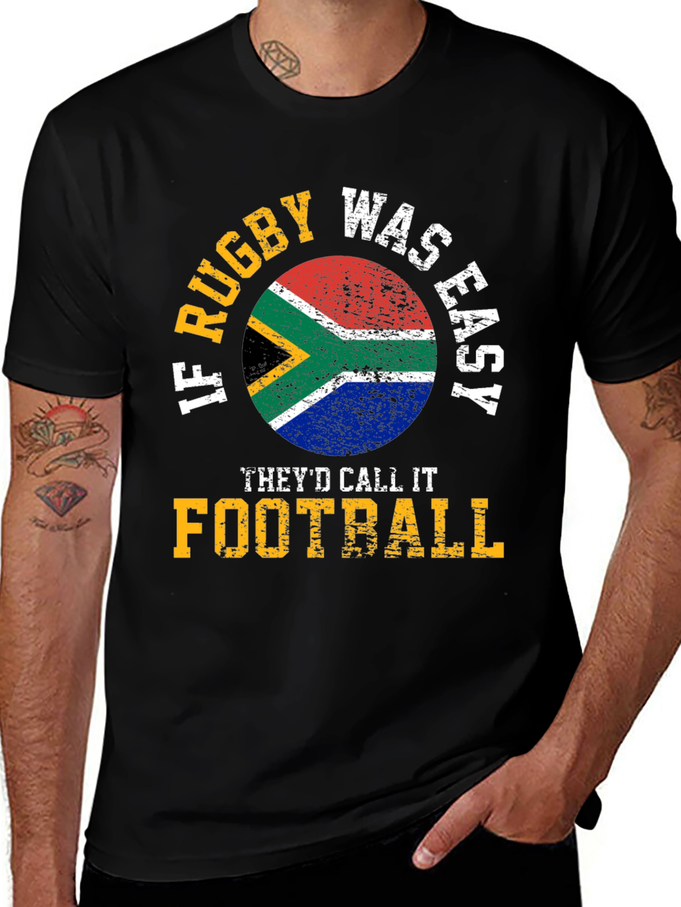 Variant 25 of Rugby vs Football T-Shirt - South Africa Flag
