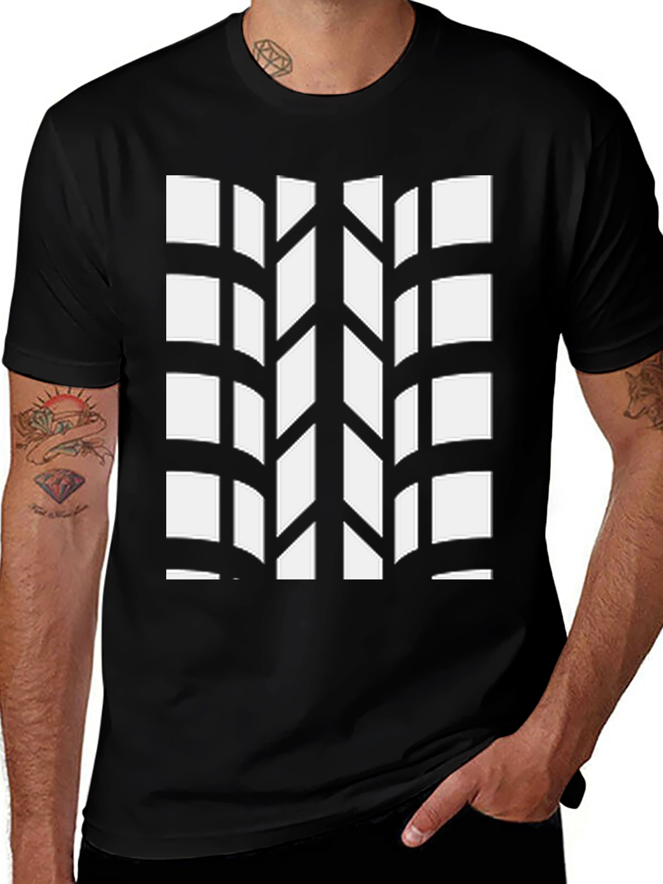 Variant 14 of Tire Tread Pattern Black T-Shirt