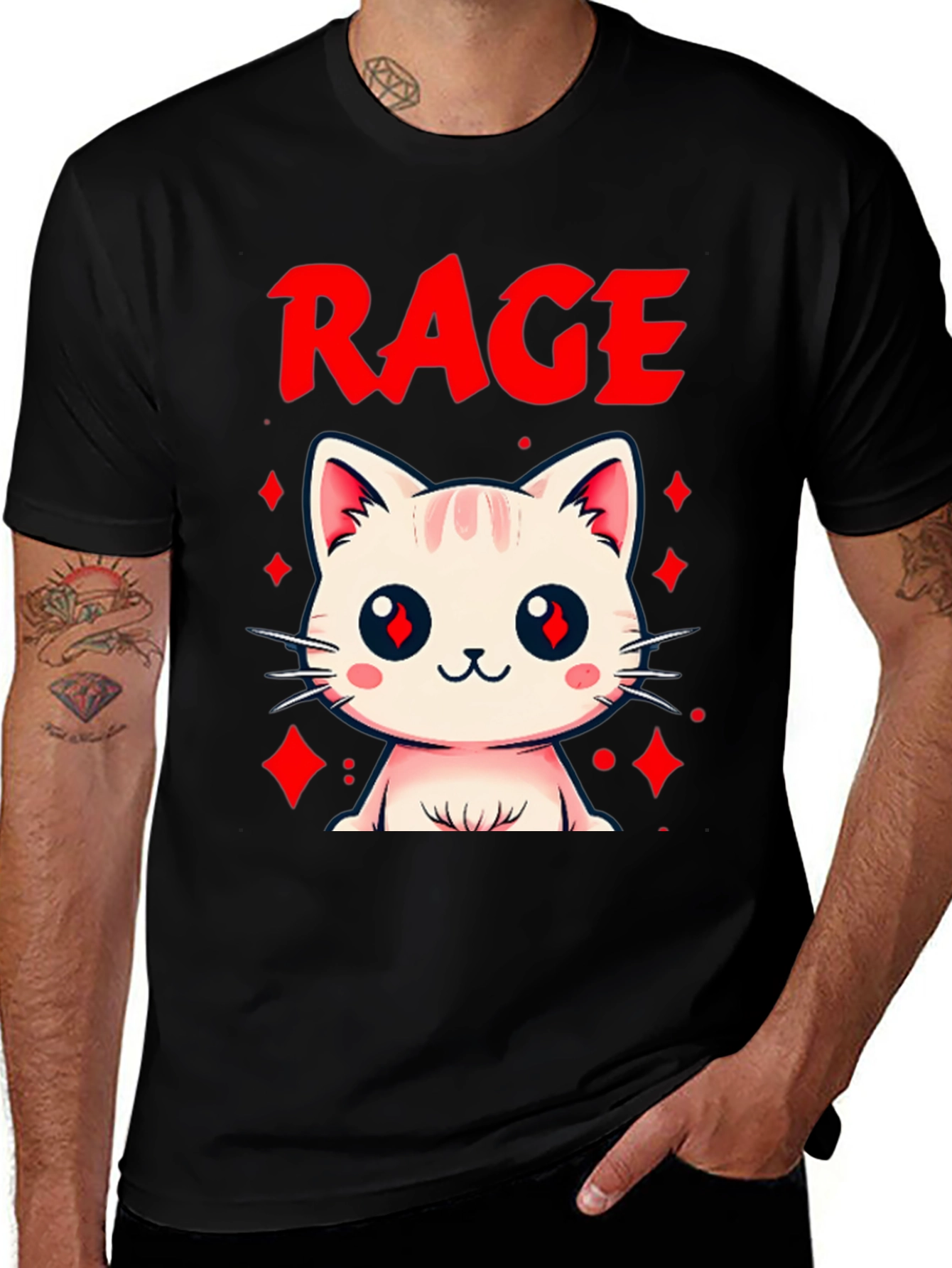 Variant 6 of Rage Cat T-Shirt - Black Graphic Tee