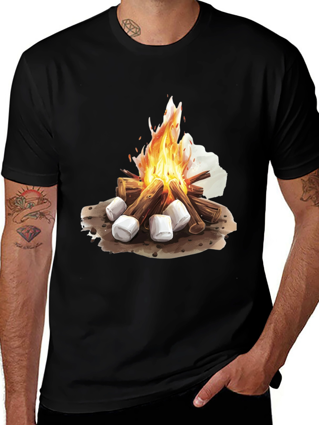 Variant 15 of Campfire Marshmallow Graphic Tee - Black