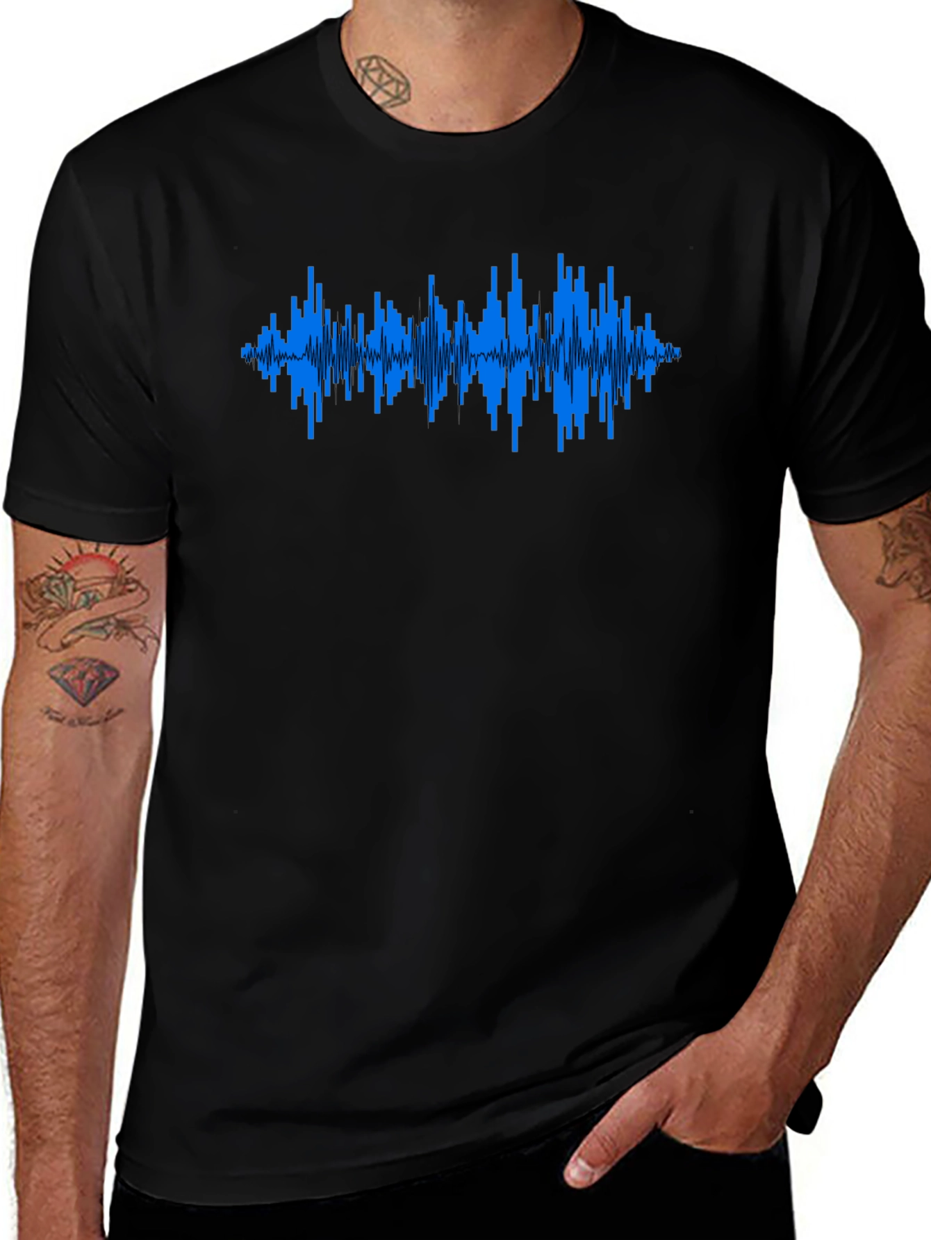 Variant 10 of Soundwave Graphic T-Shirt - Black Crew Neck Tee