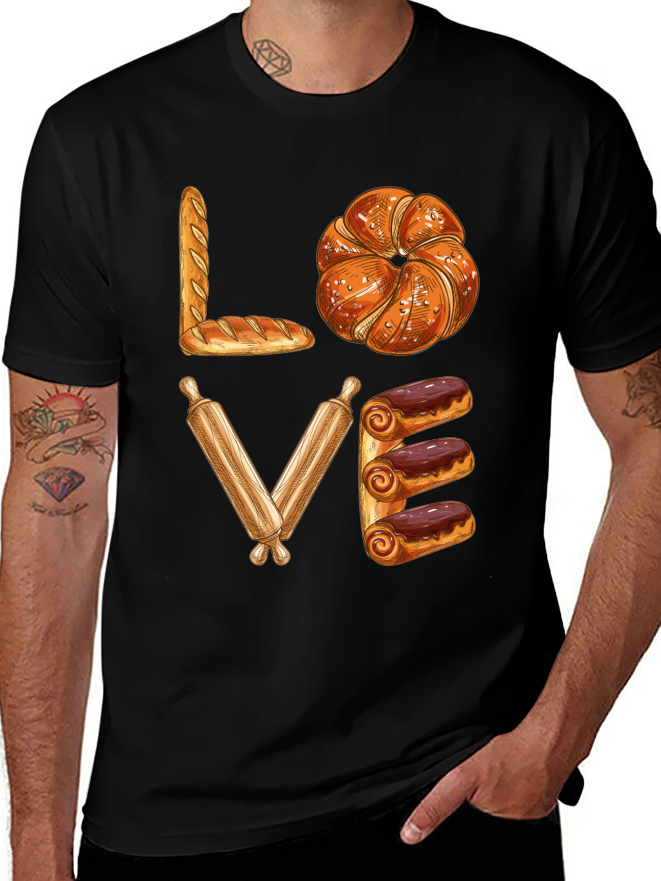 Variant 17 of Bakery Lover T-Shirt - Bread Pastry Rolling Pin Design