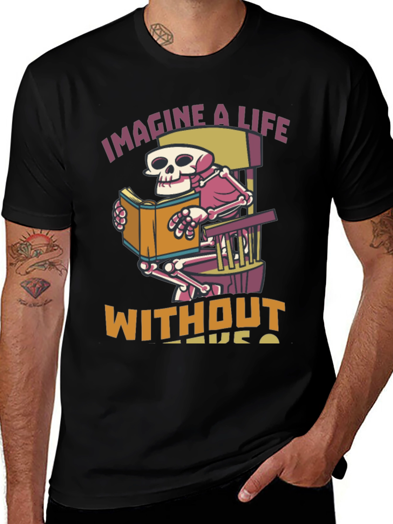 Variant 10 of Skeleton Reading Book Graphic T-Shirt
