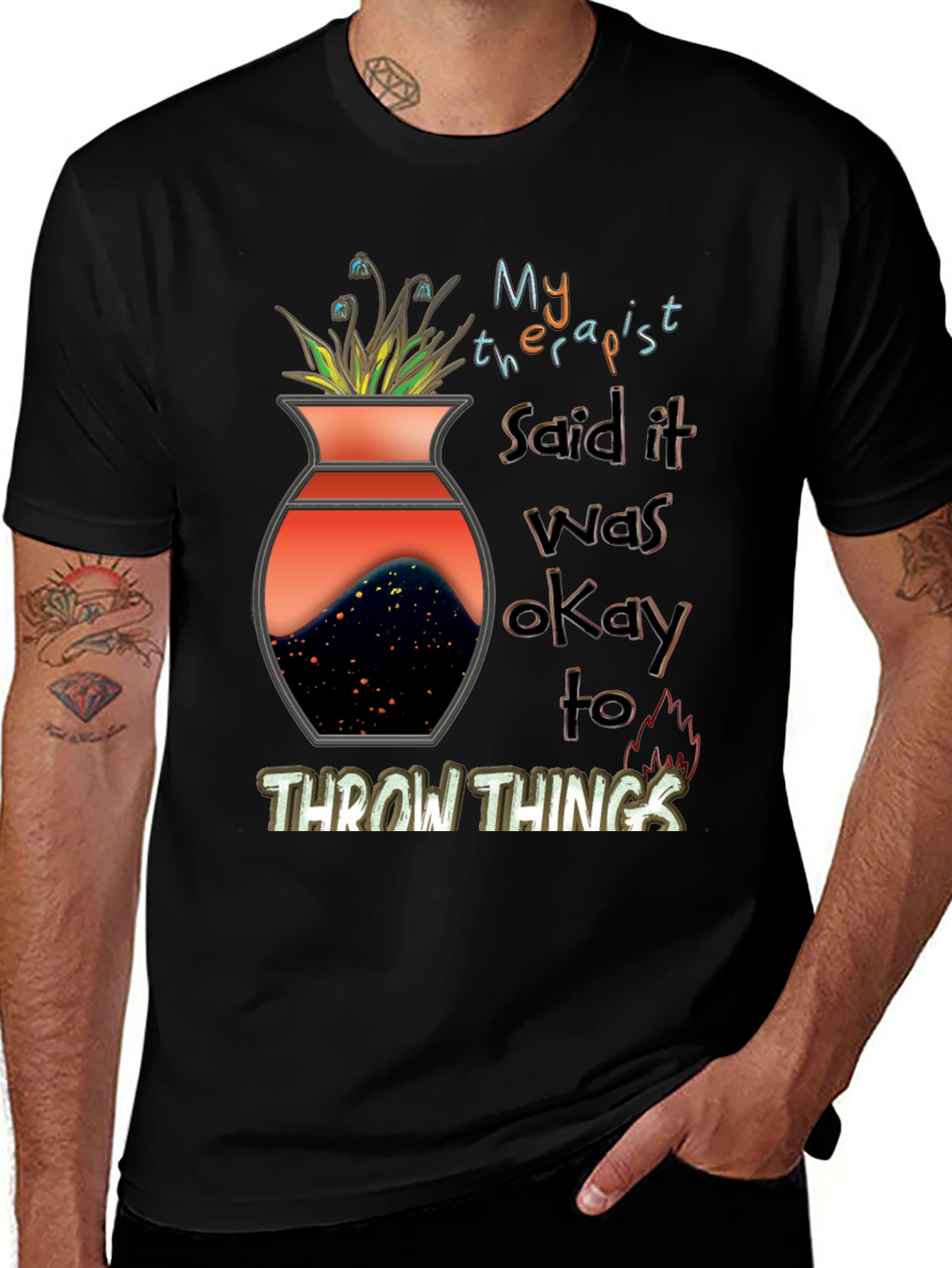 Variant 7 of Therapist Throw Things Graphic Tee