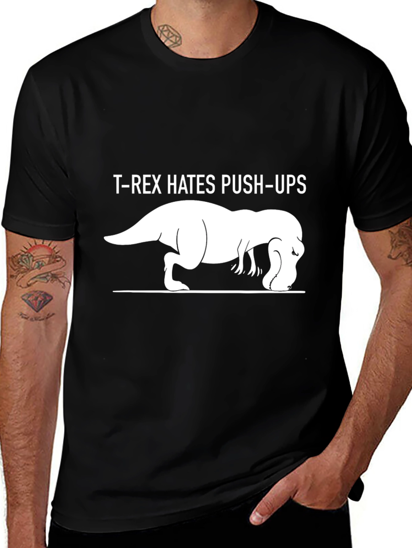 T-Rex Hates Push-Ups Funny Graphic T-Shirt
