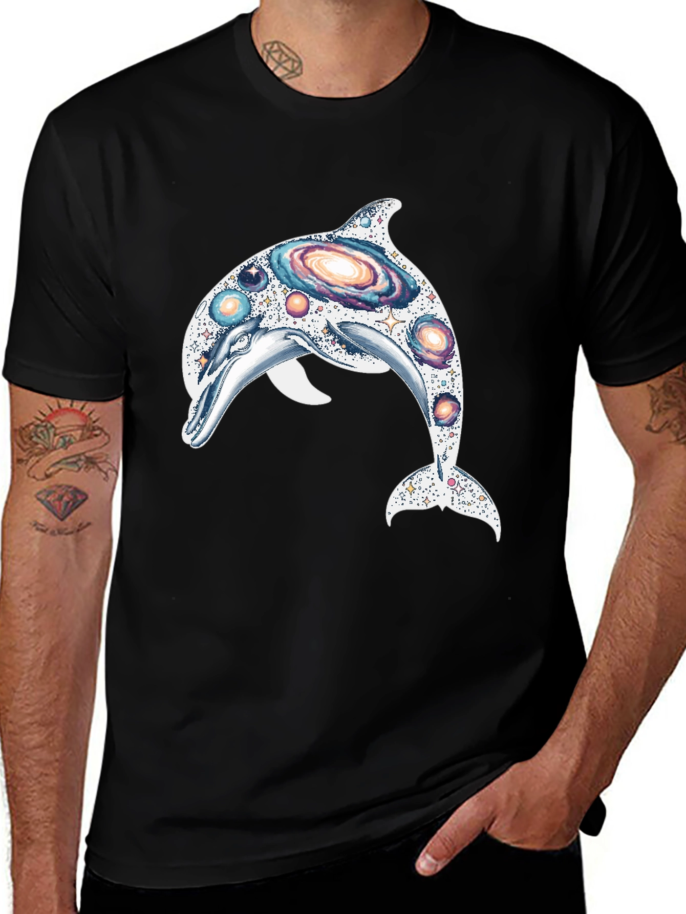 Variant 14 of Galaxy Dolphin Graphic Tee - Trendy Unisex Design