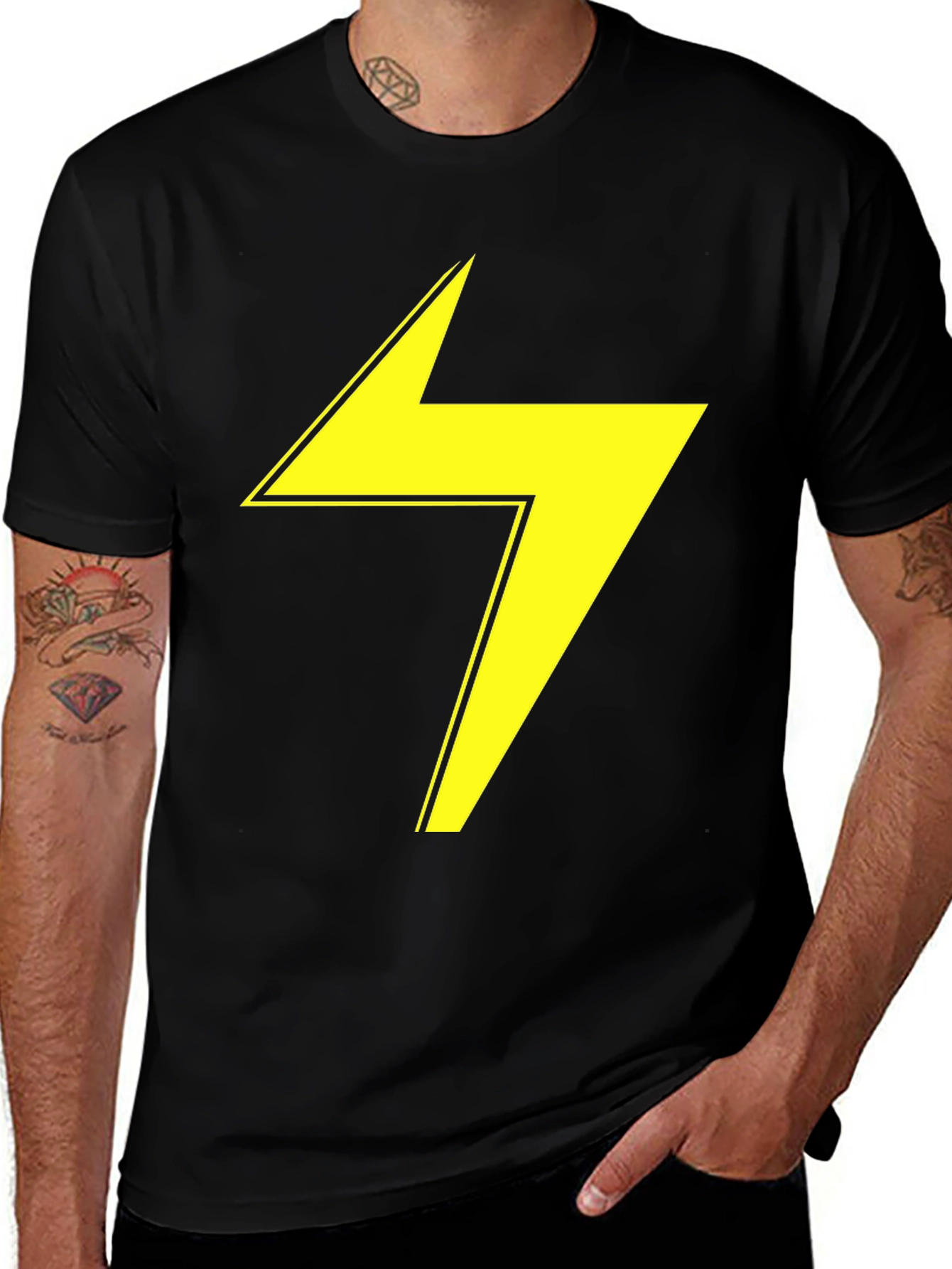 Variant 26 of Lightning Bolt Graphic Tee - Black Cotton T-Shirt