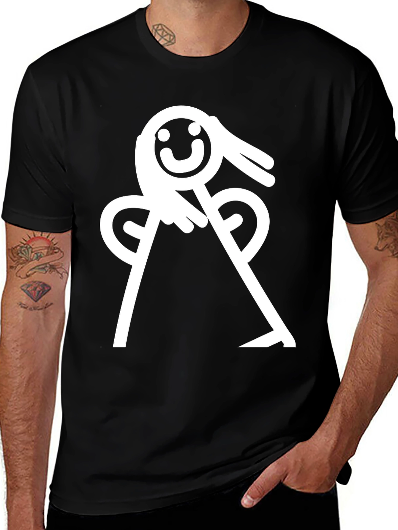 Variant 27 of Whimsical Angel Graphic Tee - Black Cotton Blend