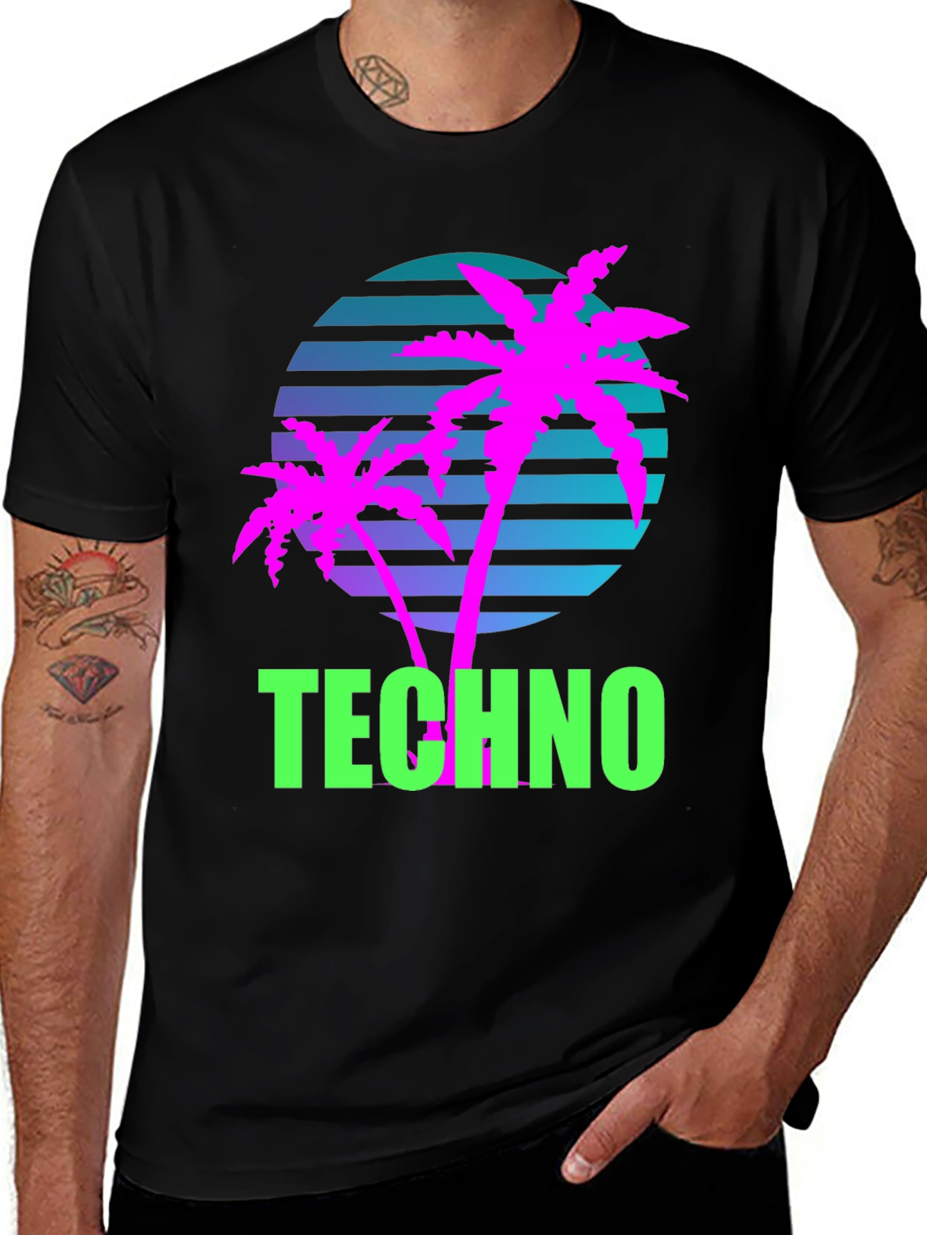 Variant 17 of Retro Techno Palm T-Shirt - Vaporwave Style