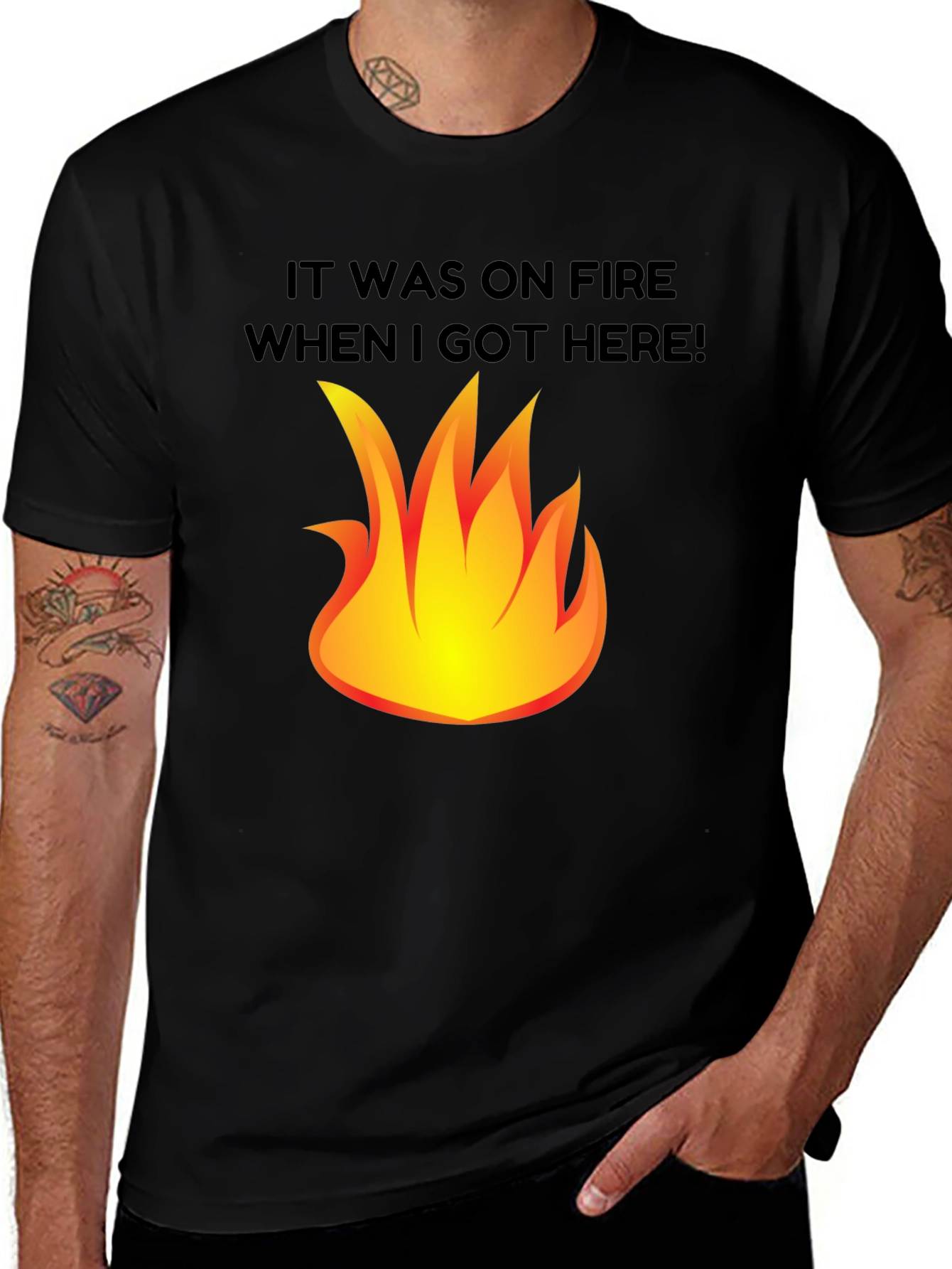 Variant 21 of Funny "It Was On Fire" Graphic Tee - Black Cotton T-Shirt