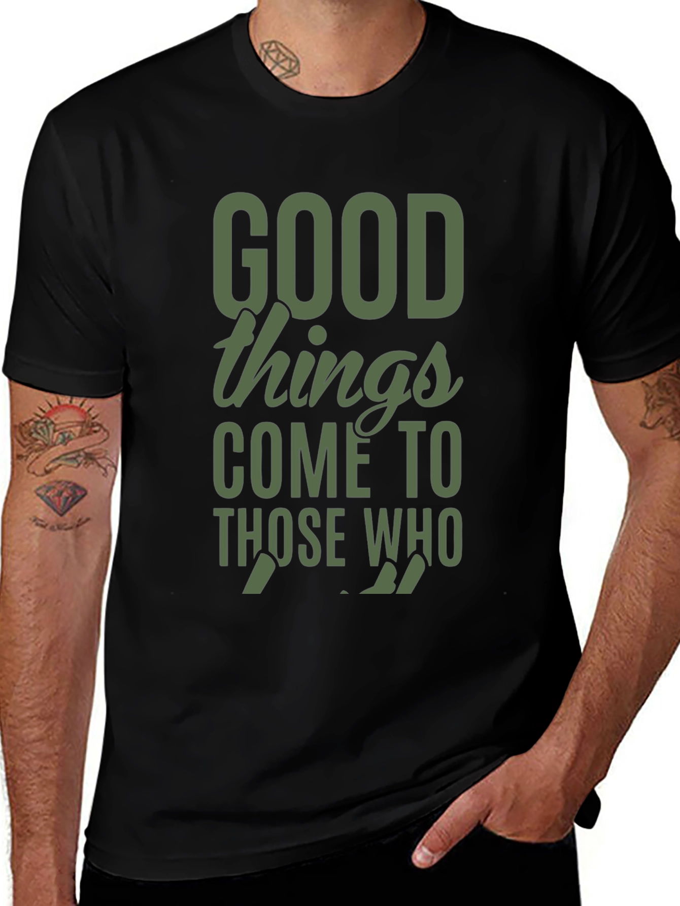 Good Things Quote Graphic Tee - Black