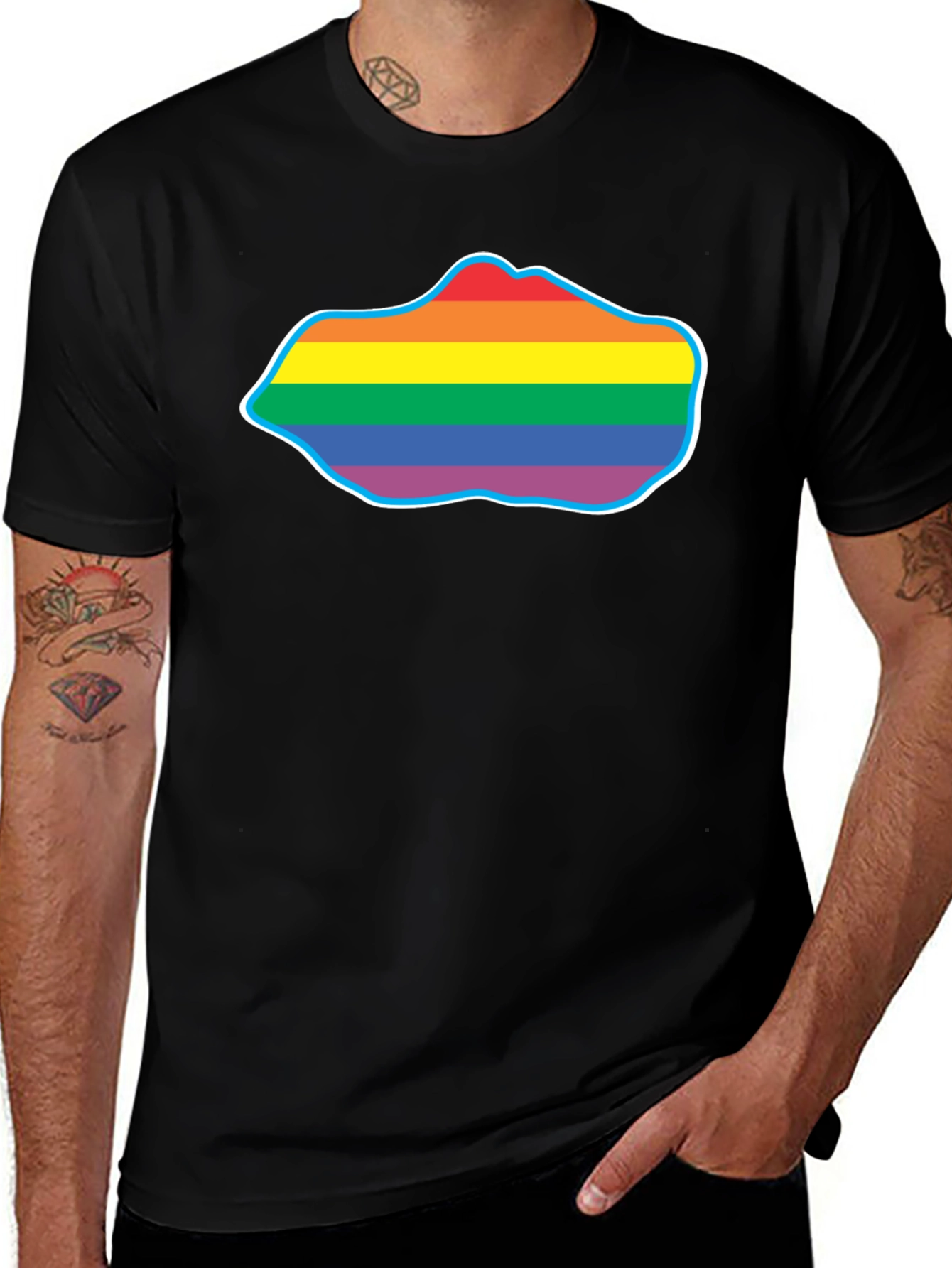 Variant 12 of Pride Rainbow Cloud T-Shirt - Black Crew Neck