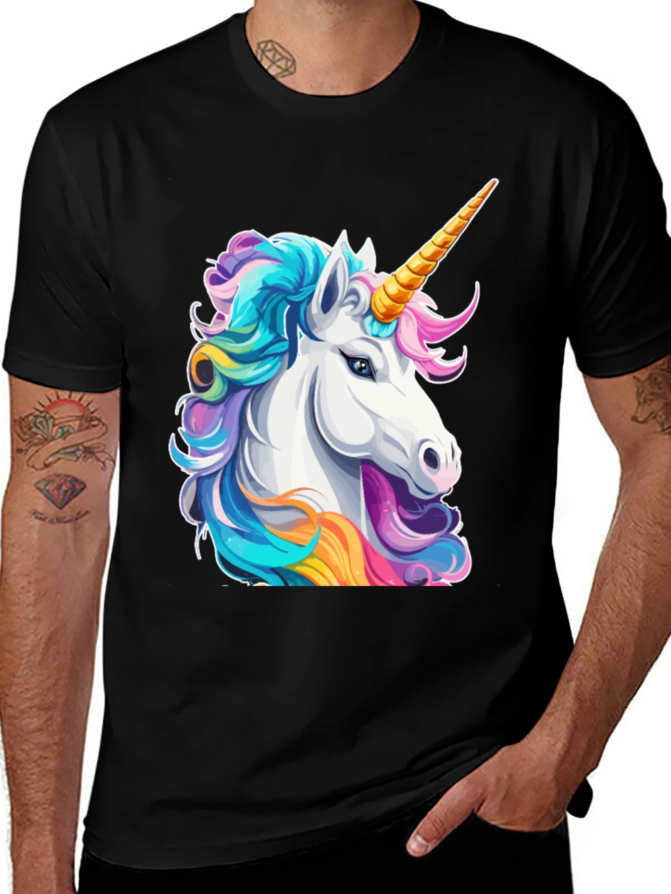 Variant 21 of Unicorn Graphic Tee - Black Cotton T-Shirt