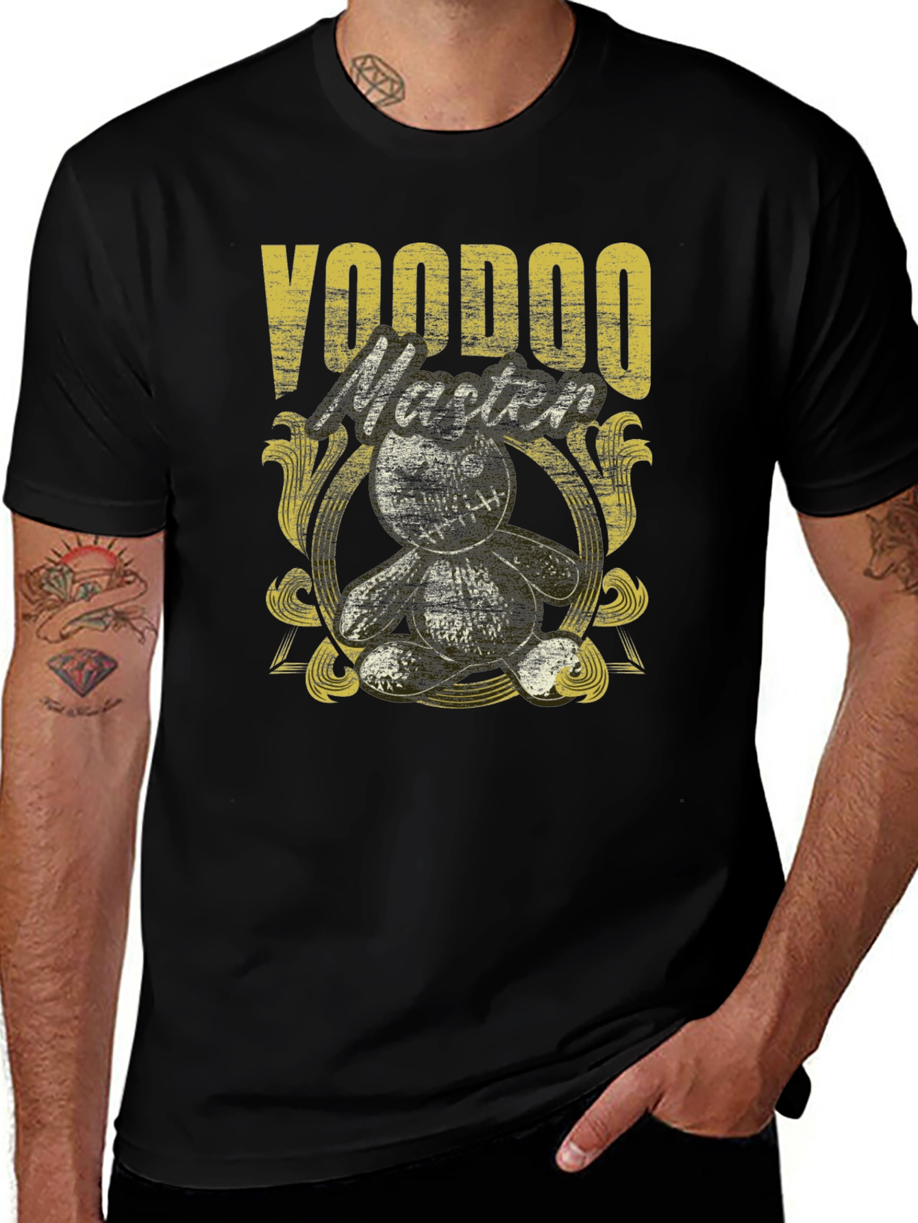 Voodoo Master Graphic Tee - Black Cotton T-Shirt