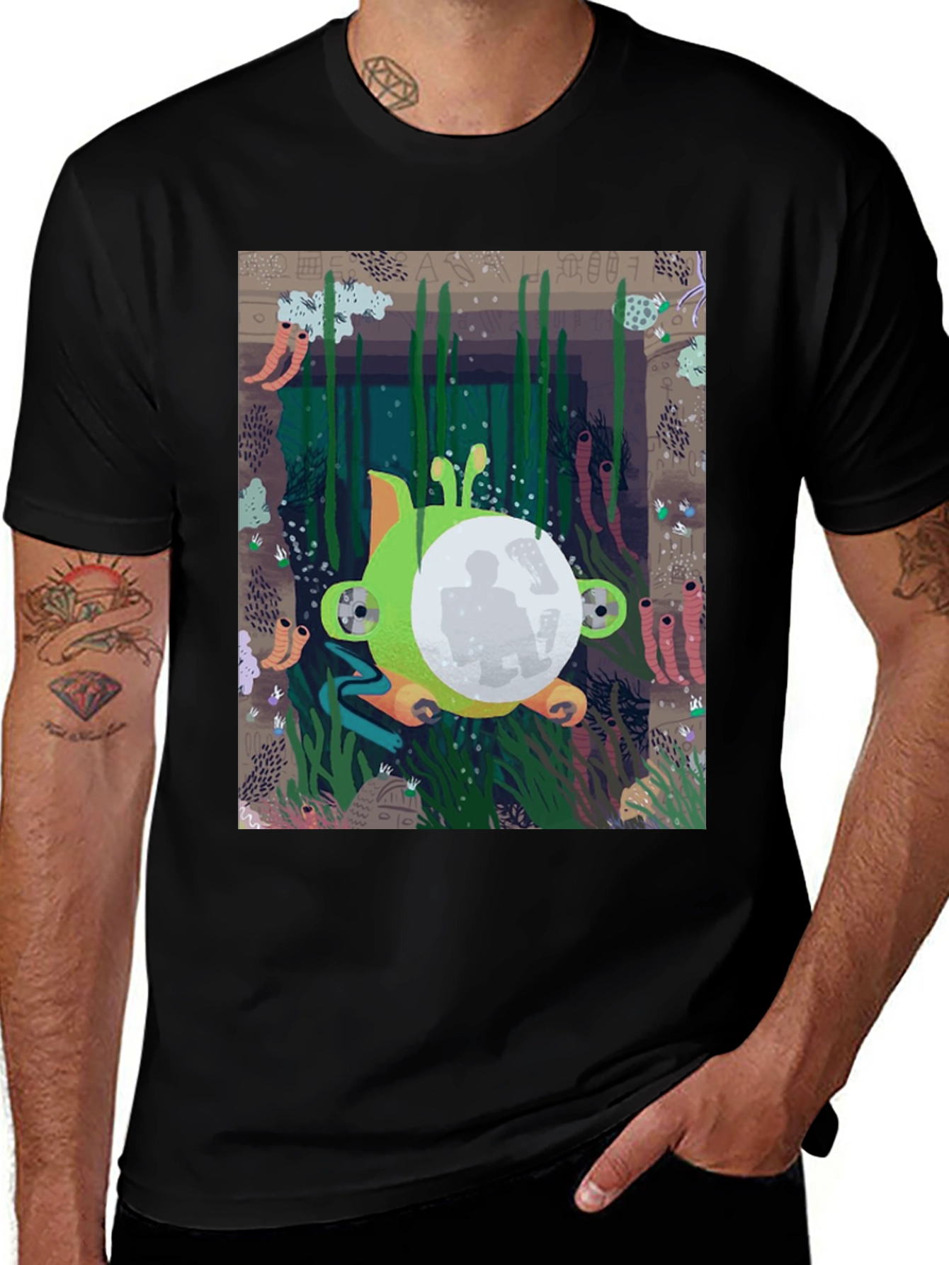 Variant 30 of Underwater Scene Graphic Tee - Unique Design
