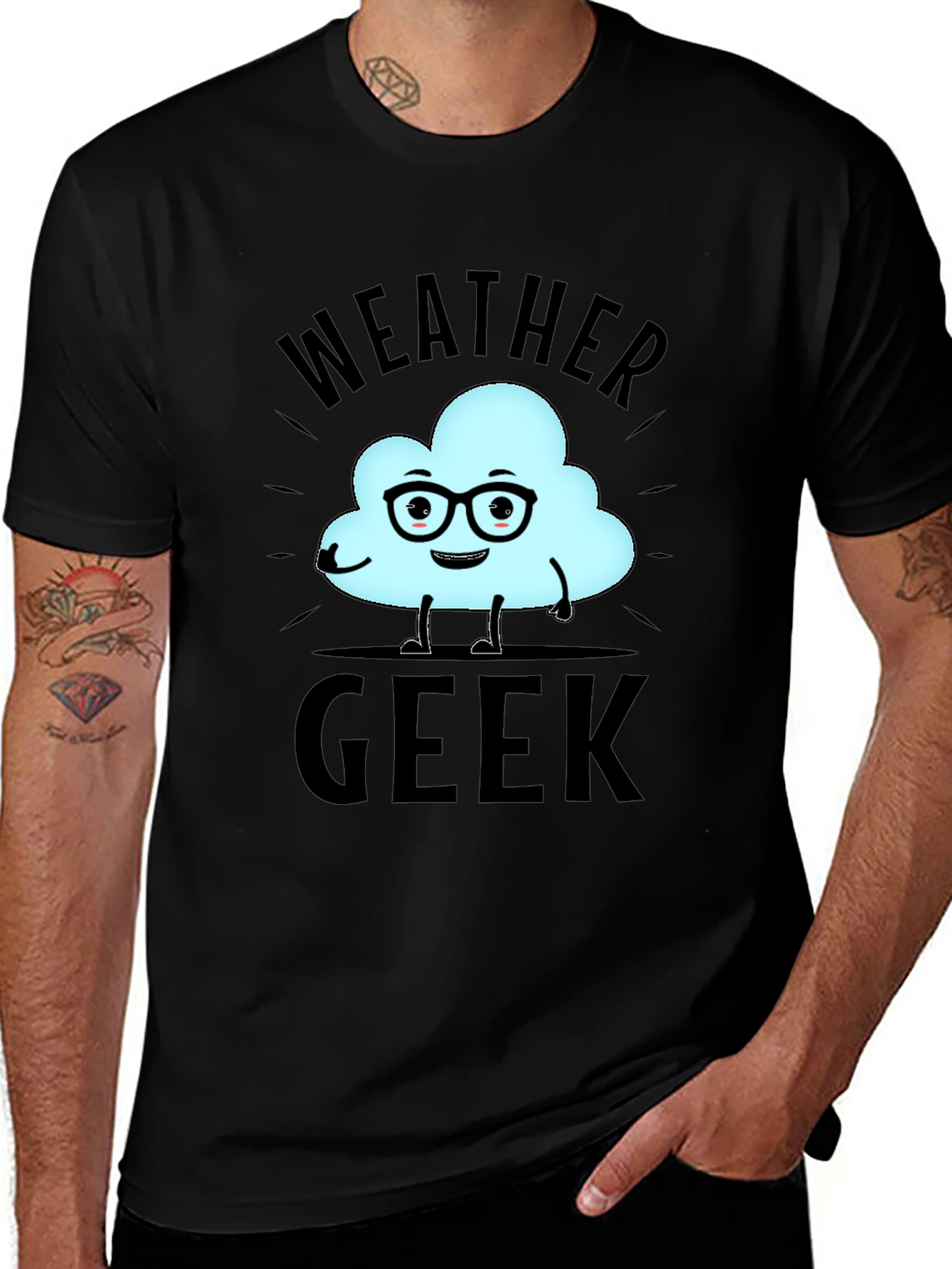 Variant 16 of Weather Geek T-Shirt - Black Cotton Tee
